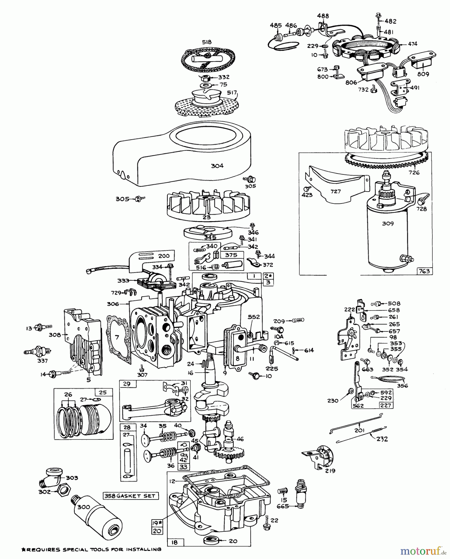 Toro Neu Mowers, Lawn & Garden Tractor Seite 1 55256 (888) - Toro 888 Toromatic Tractor, 1971 (1000001-1999999) MODEL 190707-0142 ENGINE ASSEMBLY (ELECTRIC START) BRIGGS & STRATTON
