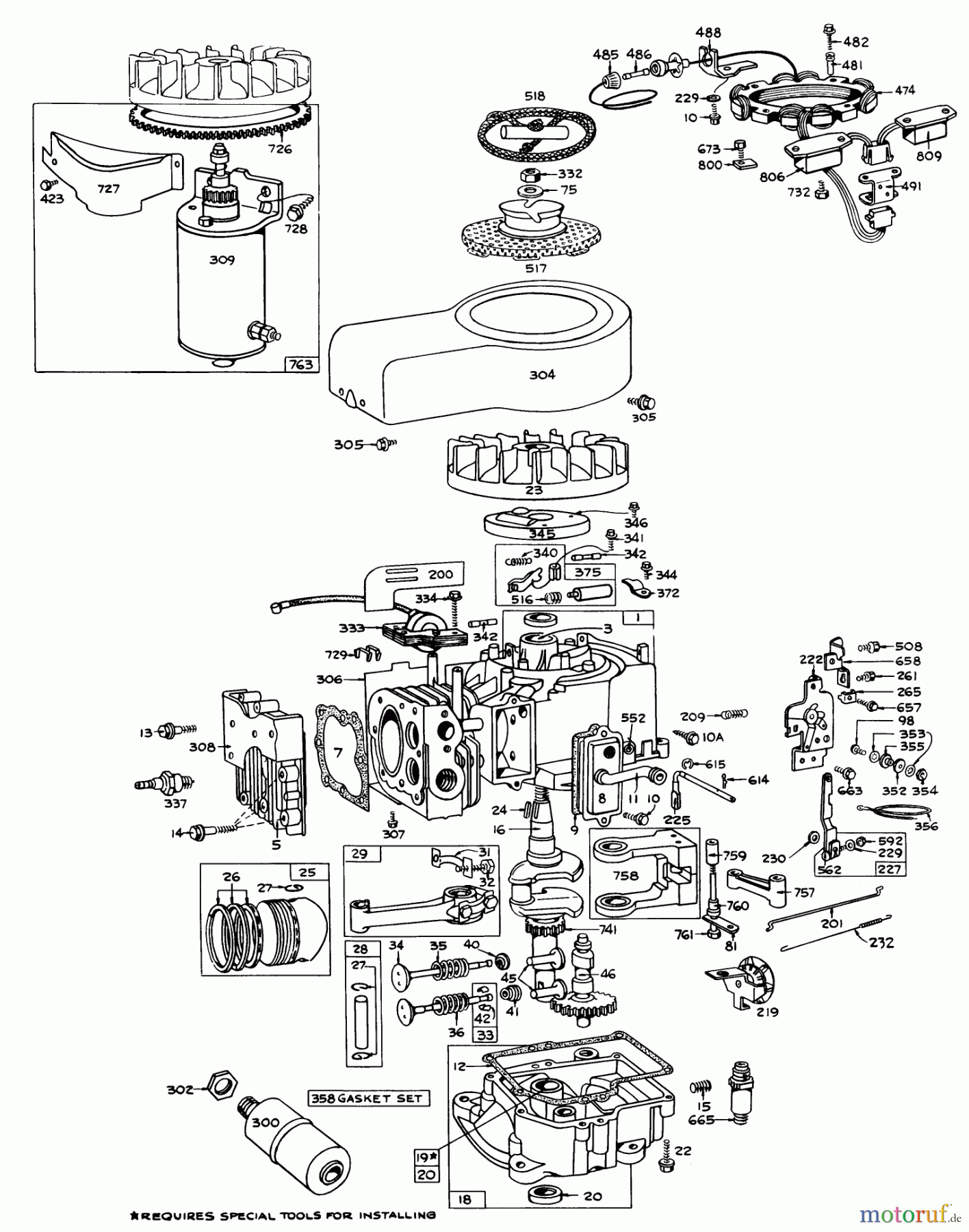  Toro Neu Mowers, Lawn & Garden Tractor Seite 1 55256 (888) - Toro 888 Toromatic Tractor, 1971 (1000001-1999999) MODEL 191707-0124 ENGINE ASSEMBLY (ELECTRIC START) BRIGGS & STRATTON