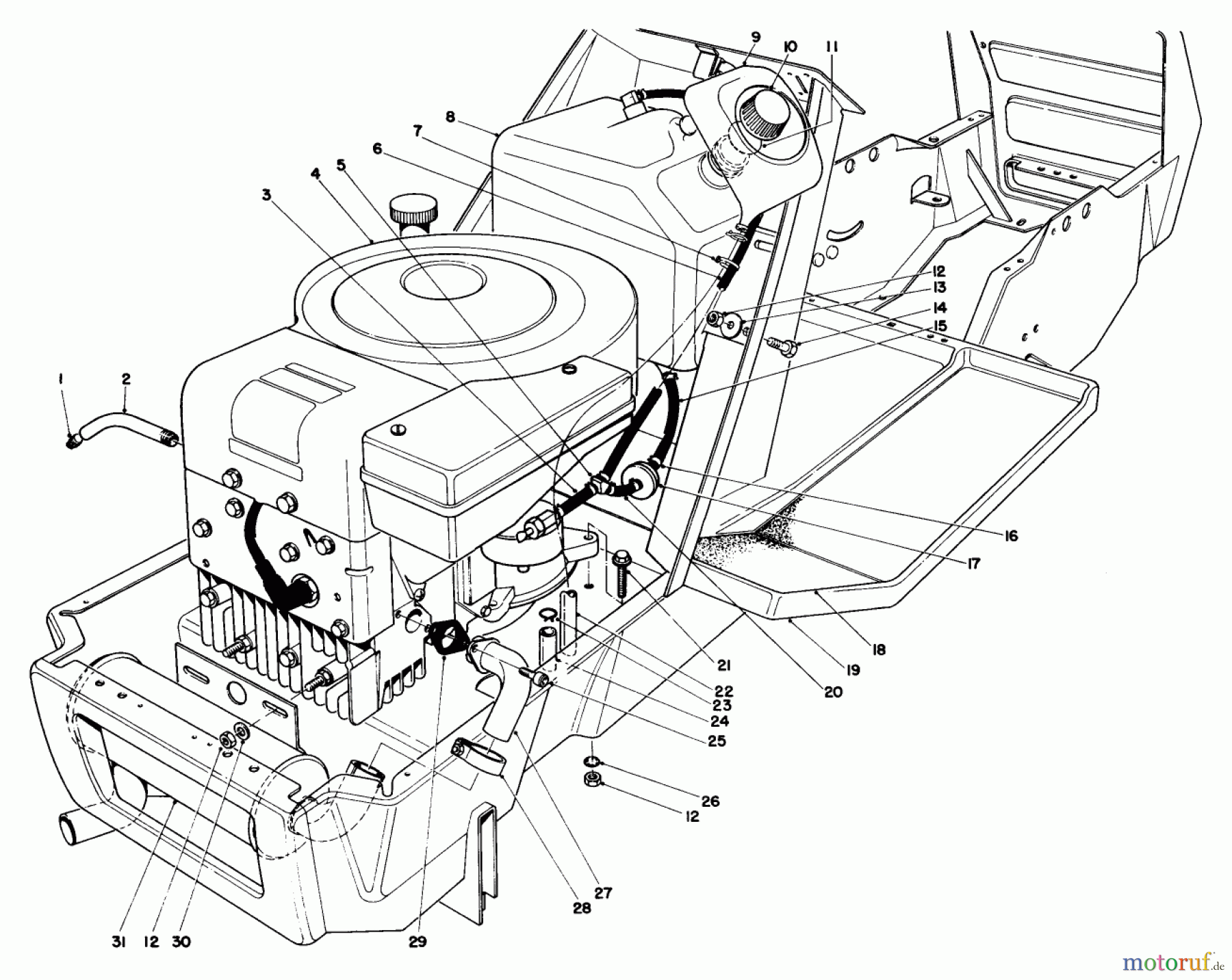  Toro Neu Mowers, Lawn & Garden Tractor Seite 1 57300 (8-32) - Toro 8-32 Front Engine Rider, 1983 (3000001-3999999) ENGINE ASSEMBLY MODEL 57360