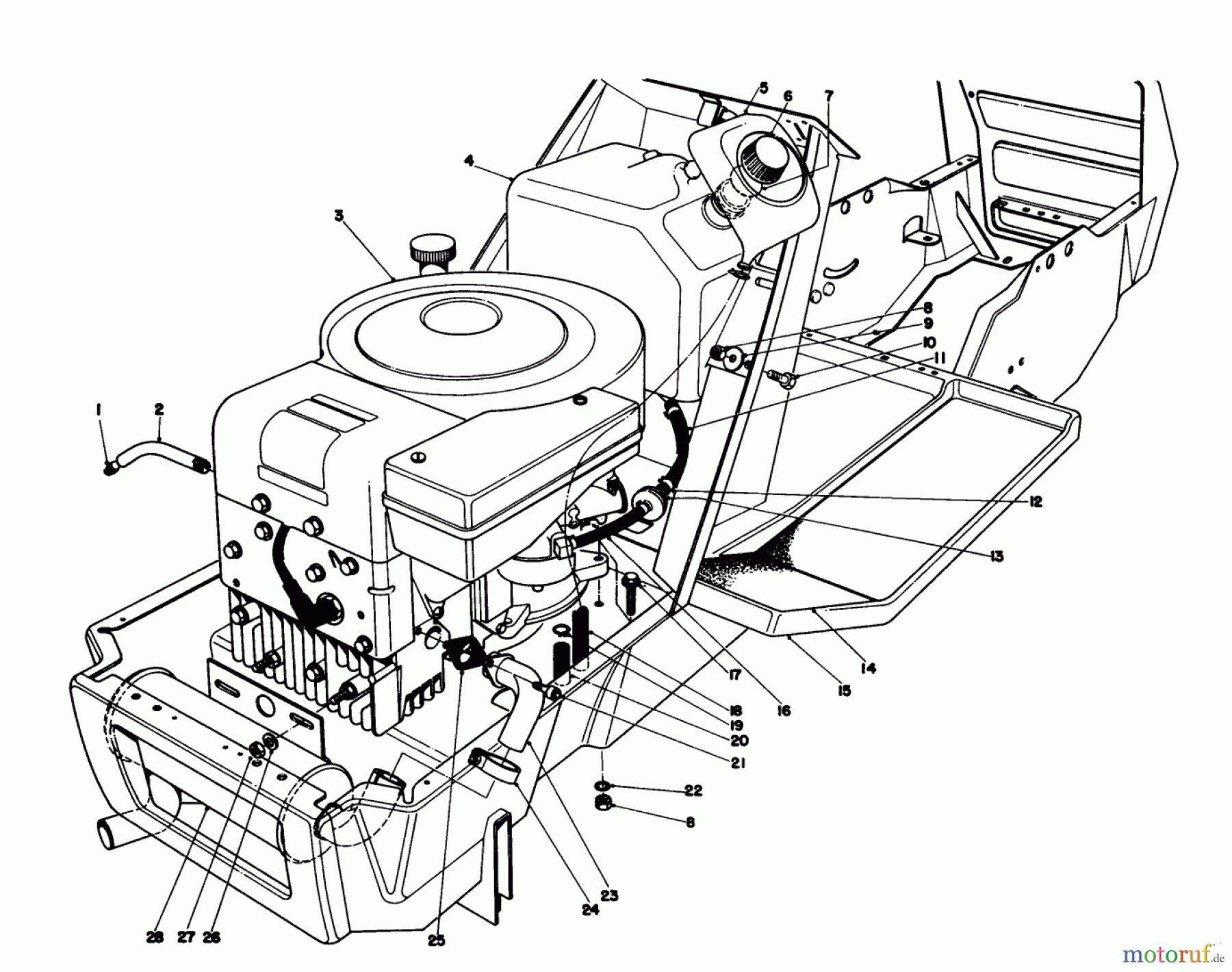  Toro Neu Mowers, Lawn & Garden Tractor Seite 1 57360 (11-32) - Toro 11-32 Lawn Tractor, 1984 (4000001-4999999) ENGINE ASSEMBLY MODEL 57300