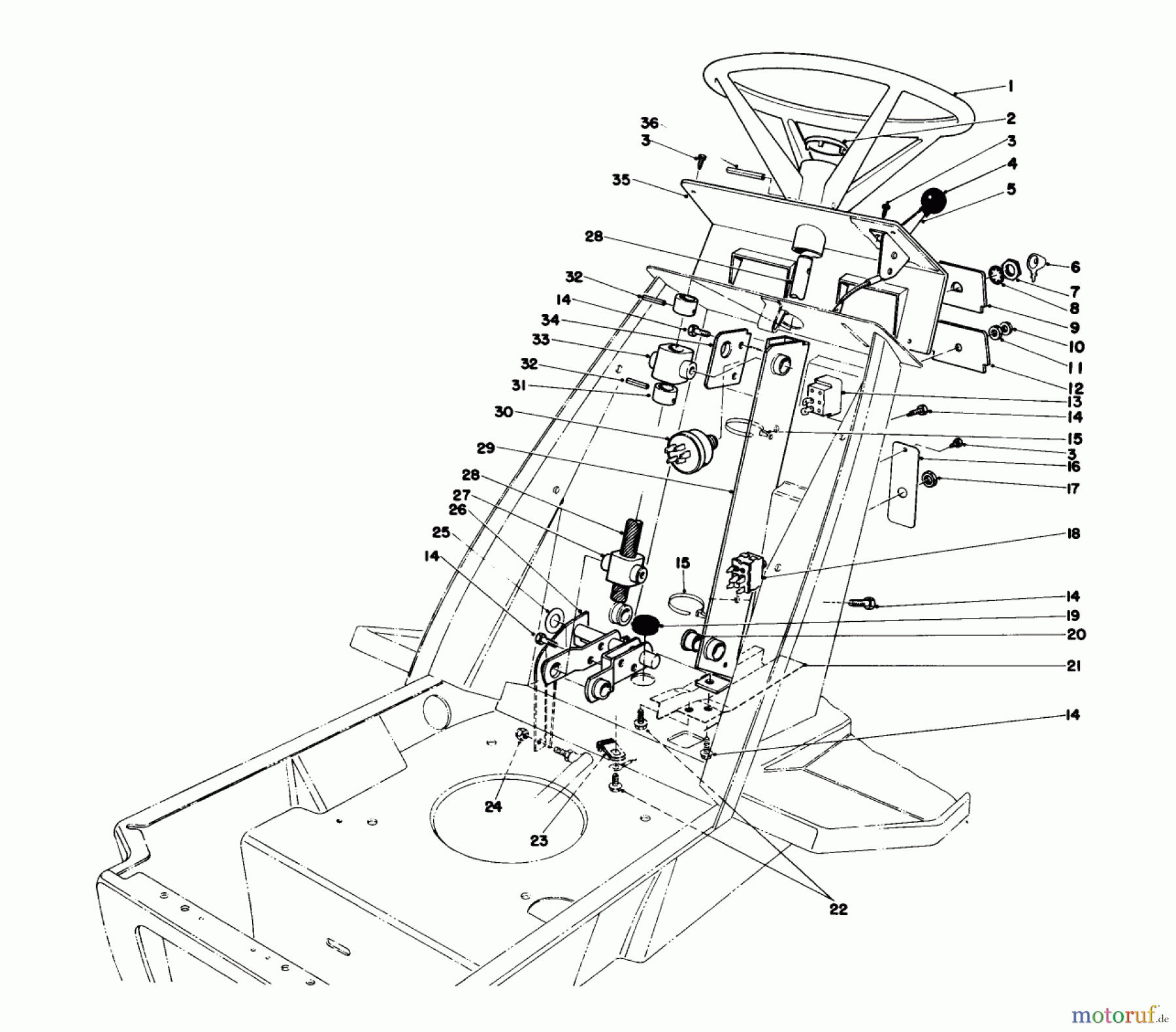  Toro Neu Mowers, Lawn & Garden Tractor Seite 1 57360 (11-32) - Toro 11-32 Lawn Tractor, 1985 (5000001-5999999) STEERING WHEEL & DASH ASSEMBLY