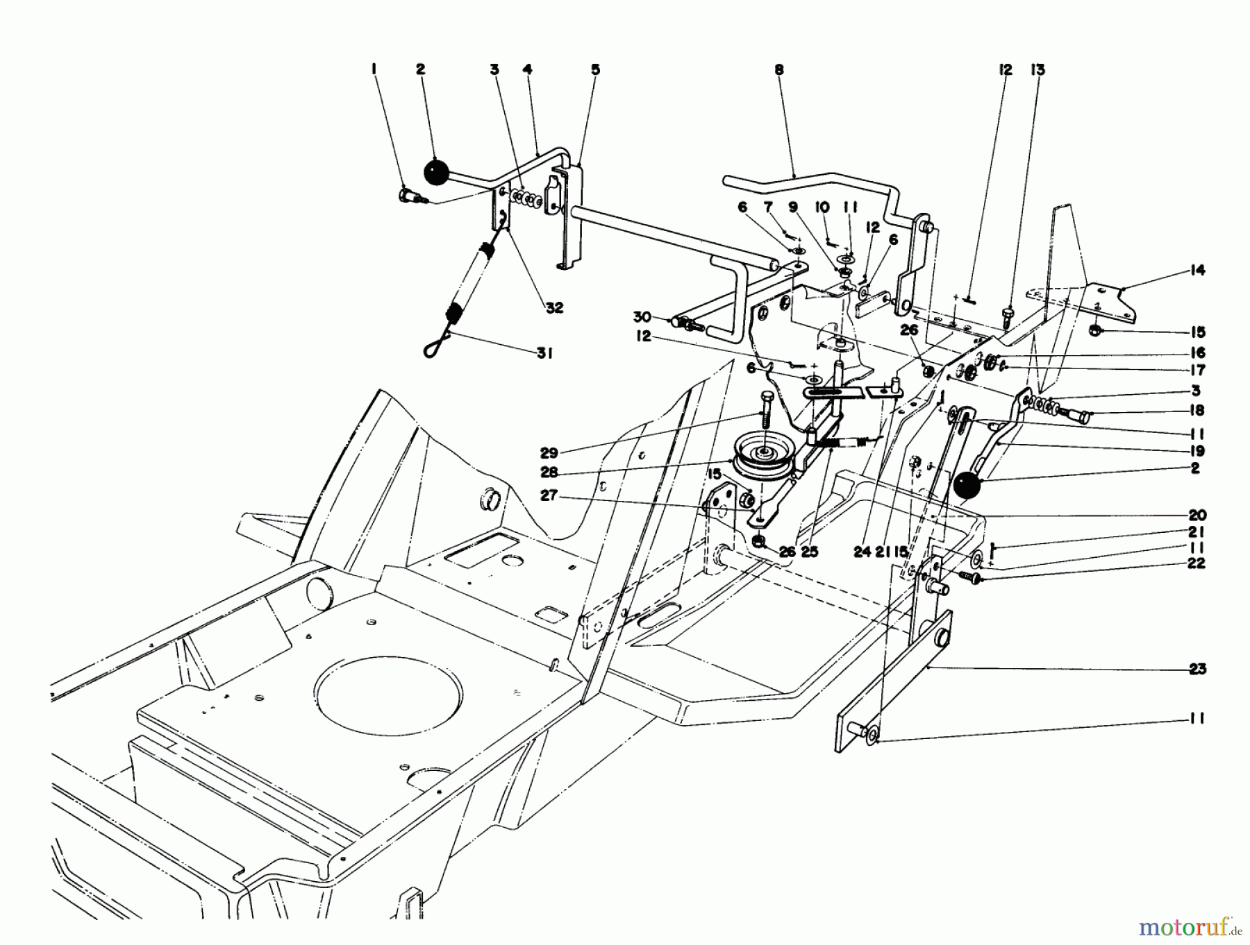 Toro Neu Mowers, Lawn & Garden Tractor Seite 1 57356 (11-42) - Toro 11-42 Lawn Tractor, 1979 (9000001-9999999) SHIFT & CLUTCH ASSEMBLY