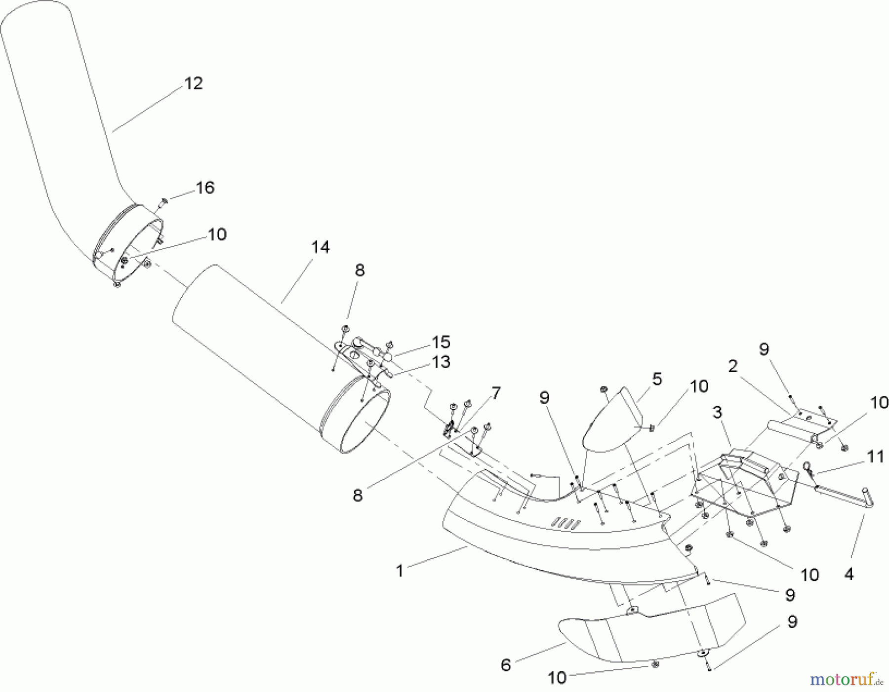 Toro Neu Accessories, Mower 78200 - Toro Quiet Collector, Wheel Horse 260-Series Lawn and Garden Tractors, 2003 (230000001-230999999) BAFFLE AND TUBE ASSEMBLY