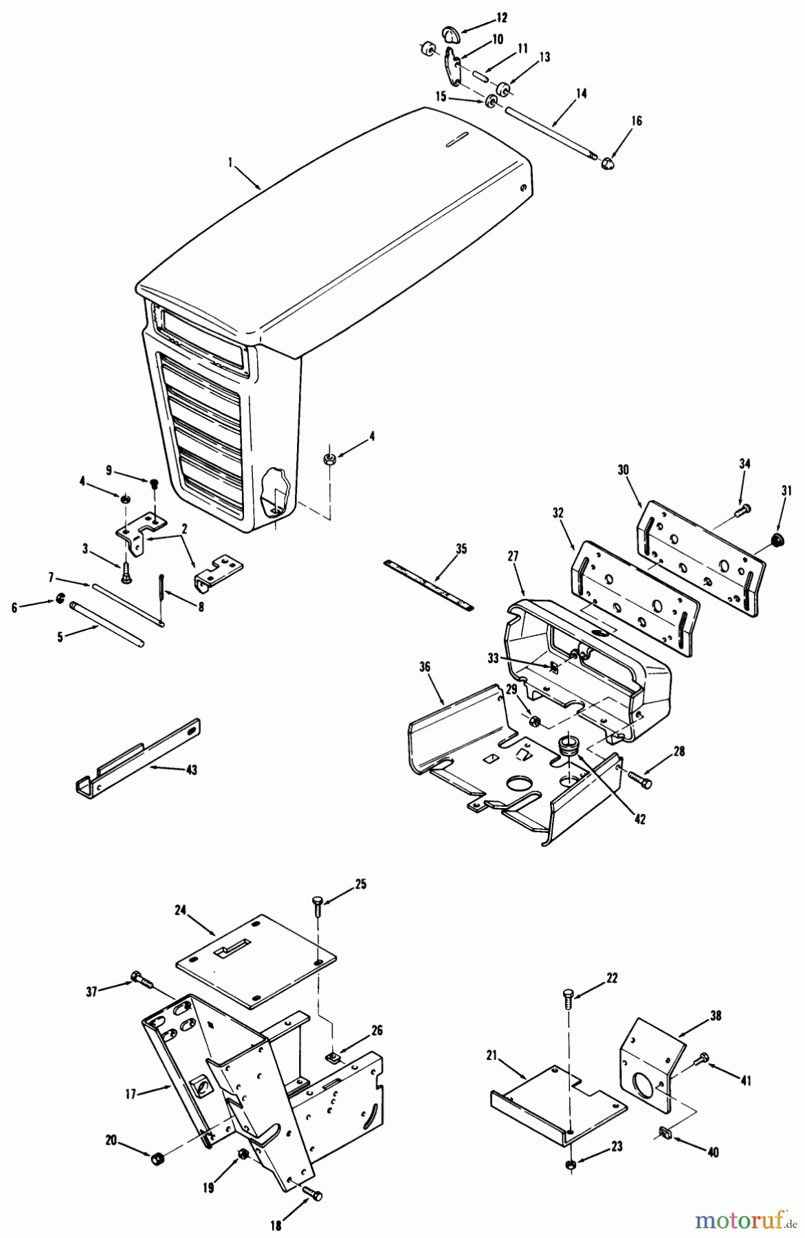 Toro Neu Mowers, Lawn & Garden Tractor Seite 1 71-16KS02 (C-160) - Toro C-160 Automatic Tractor, 1977 SHEET METAL AND COVERS #1