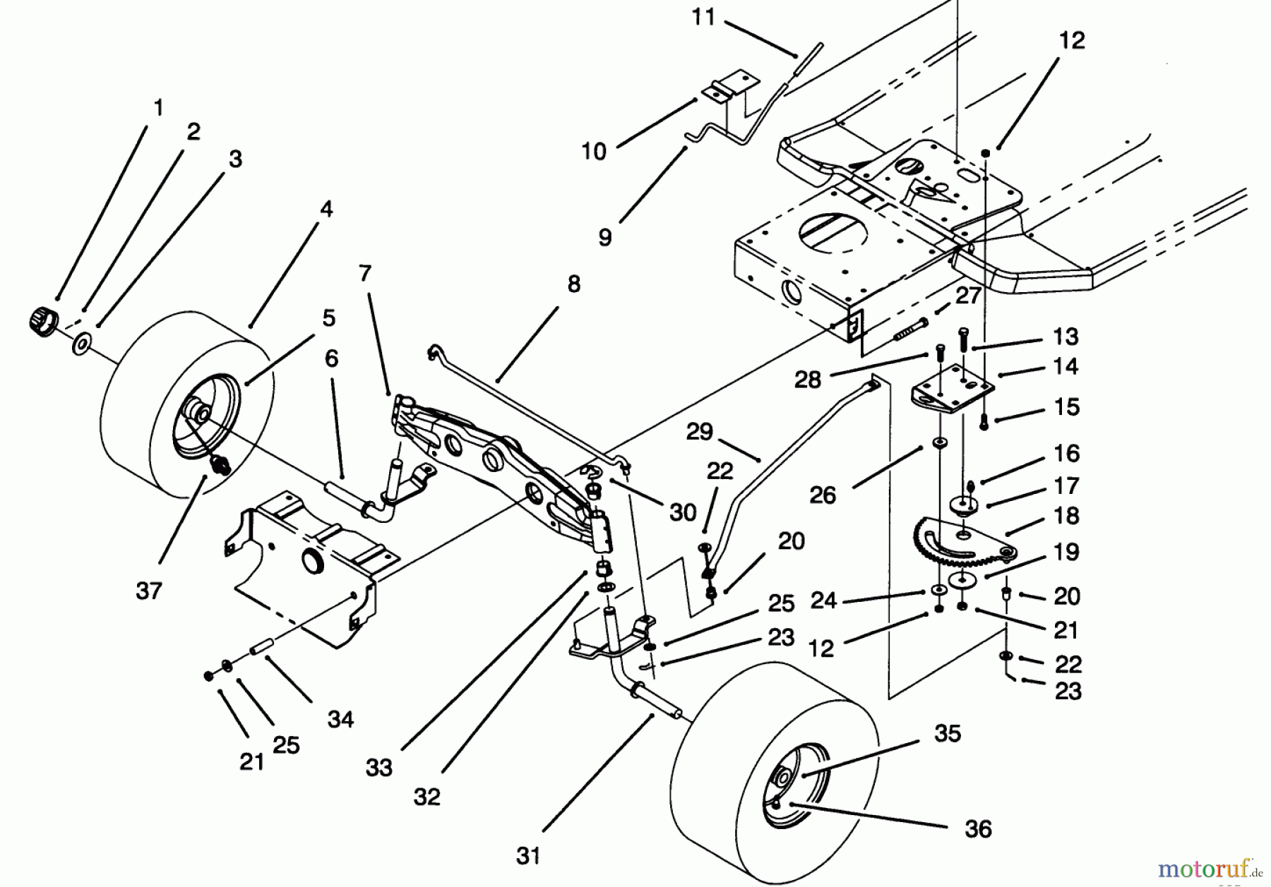  Toro Neu Mowers, Lawn & Garden Tractor Seite 1 71184 (12-38XL) - Toro 12-38XL Lawn Tractor, 1994 (4900001-4999999) FRONT AXLE ASSEMBLY