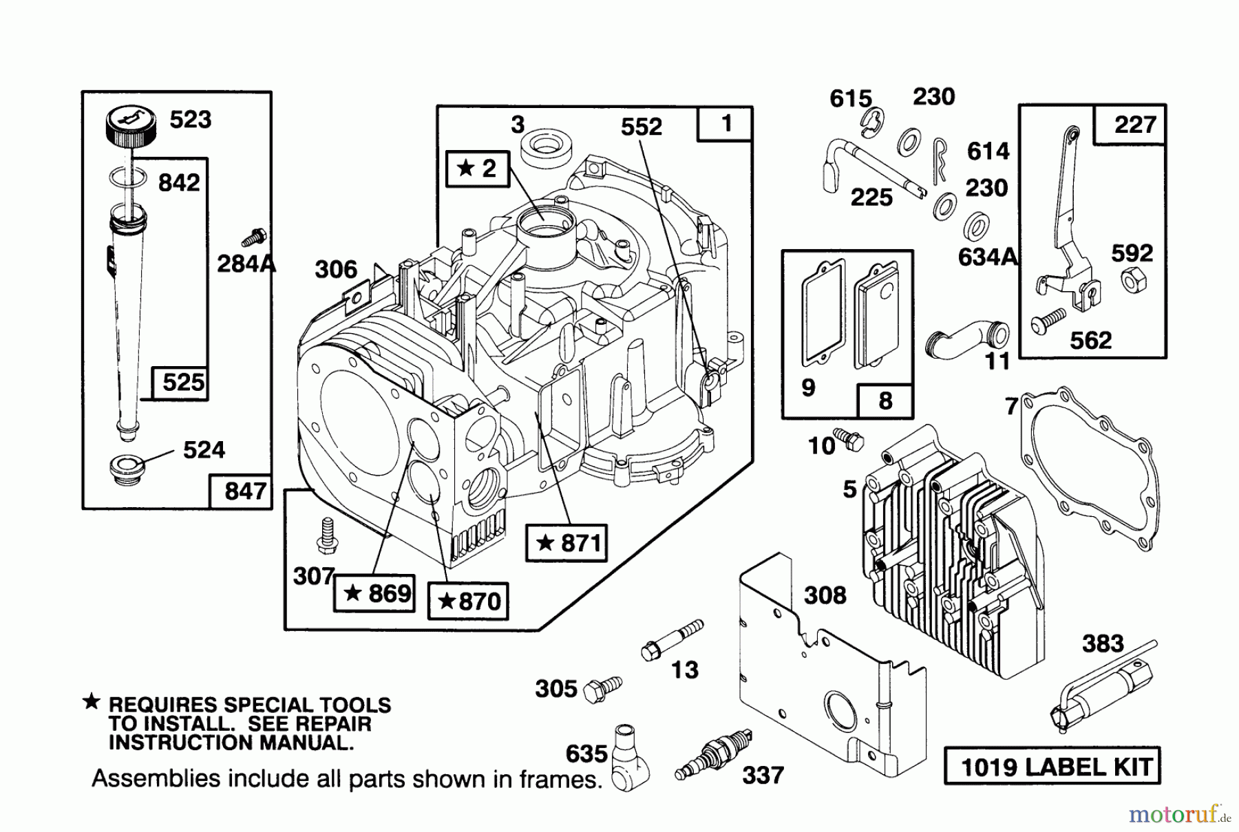  Toro Neu Mowers, Lawn & Garden Tractor Seite 1 71184 (12-38XL) - Toro 12-38XL Lawn Tractor, 1996 (6900001-6999999) ENGINE BRIGGS & STRATTON MODEL 286707-0453-01 #1