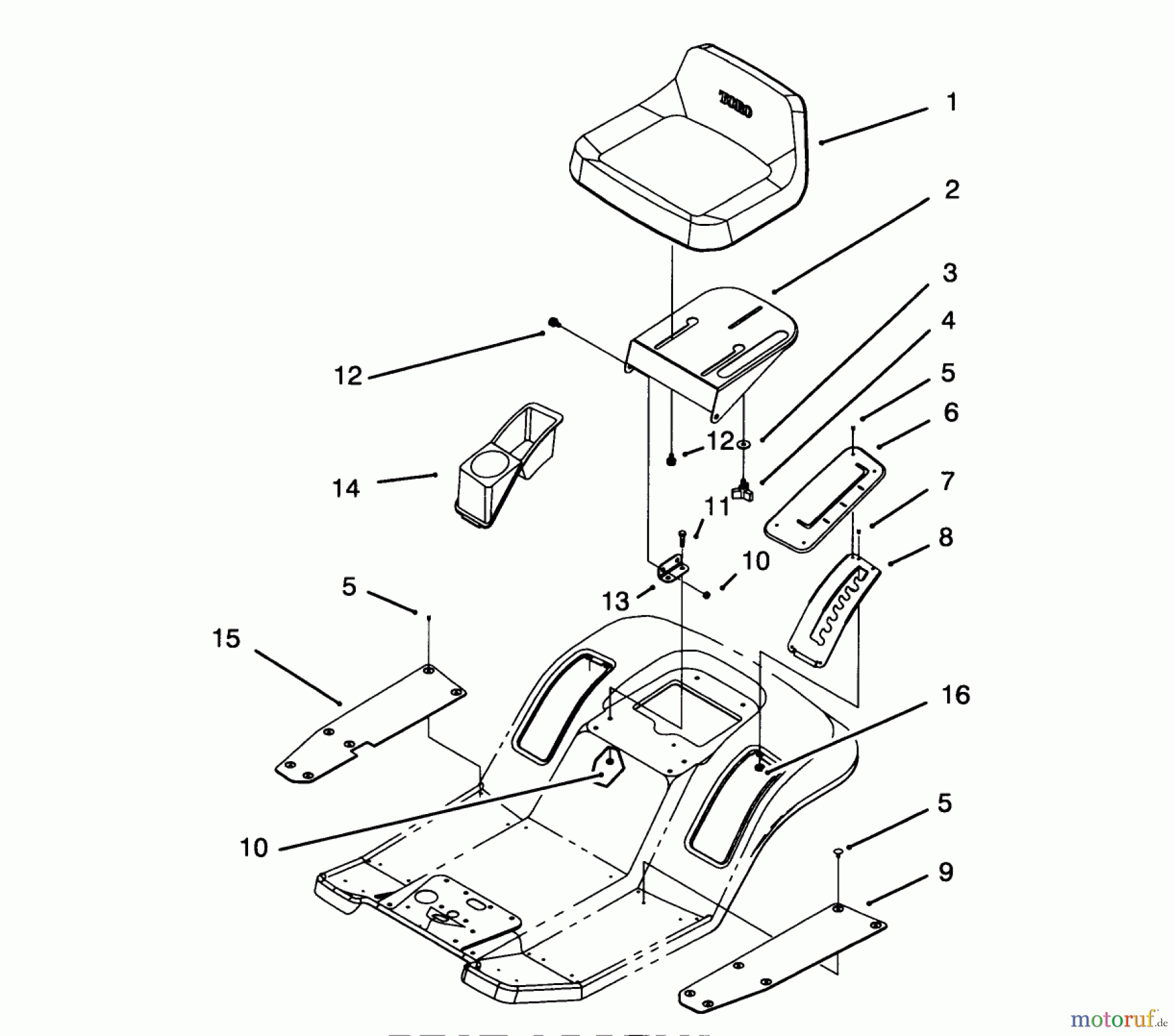  Toro Neu Mowers, Lawn & Garden Tractor Seite 1 71191 (13-38HXL) - Toro 13-38HXL Lawn Tractor, 1994 (4900001-4999999) SEAT ASSEMBLY
