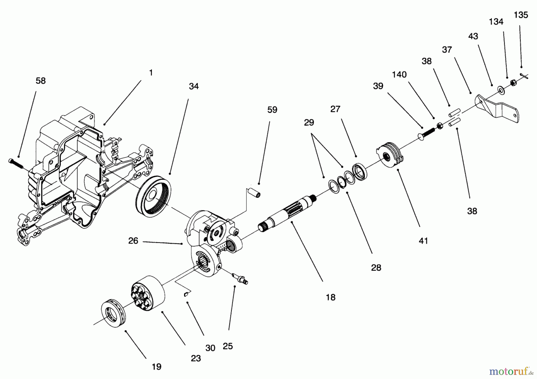  Toro Neu Mowers, Lawn & Garden Tractor Seite 1 71217 (14-38HXL) - Toro 14-38HXL Lawn Tractor, 1996 (6900001-6999999) HYDRO TRANSAXLE ASSEMBLY #4