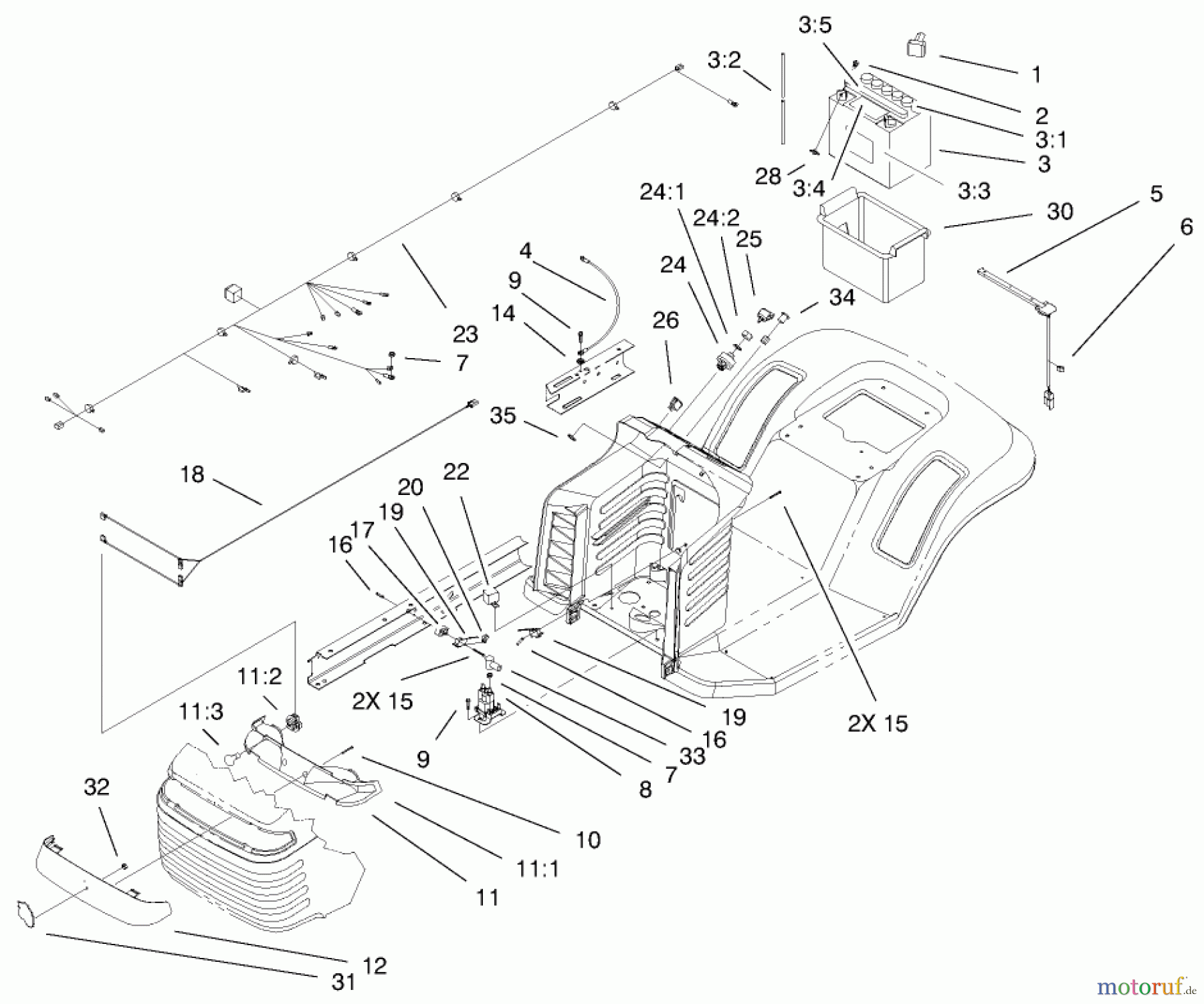  Toro Neu Mowers, Lawn & Garden Tractor Seite 1 71197 (17-44HXL) - Toro 17-44HXL Lawn Tractor, 1999 (9900001-9999999) ELECTRICAL COMPONENTS ASSEMBLY