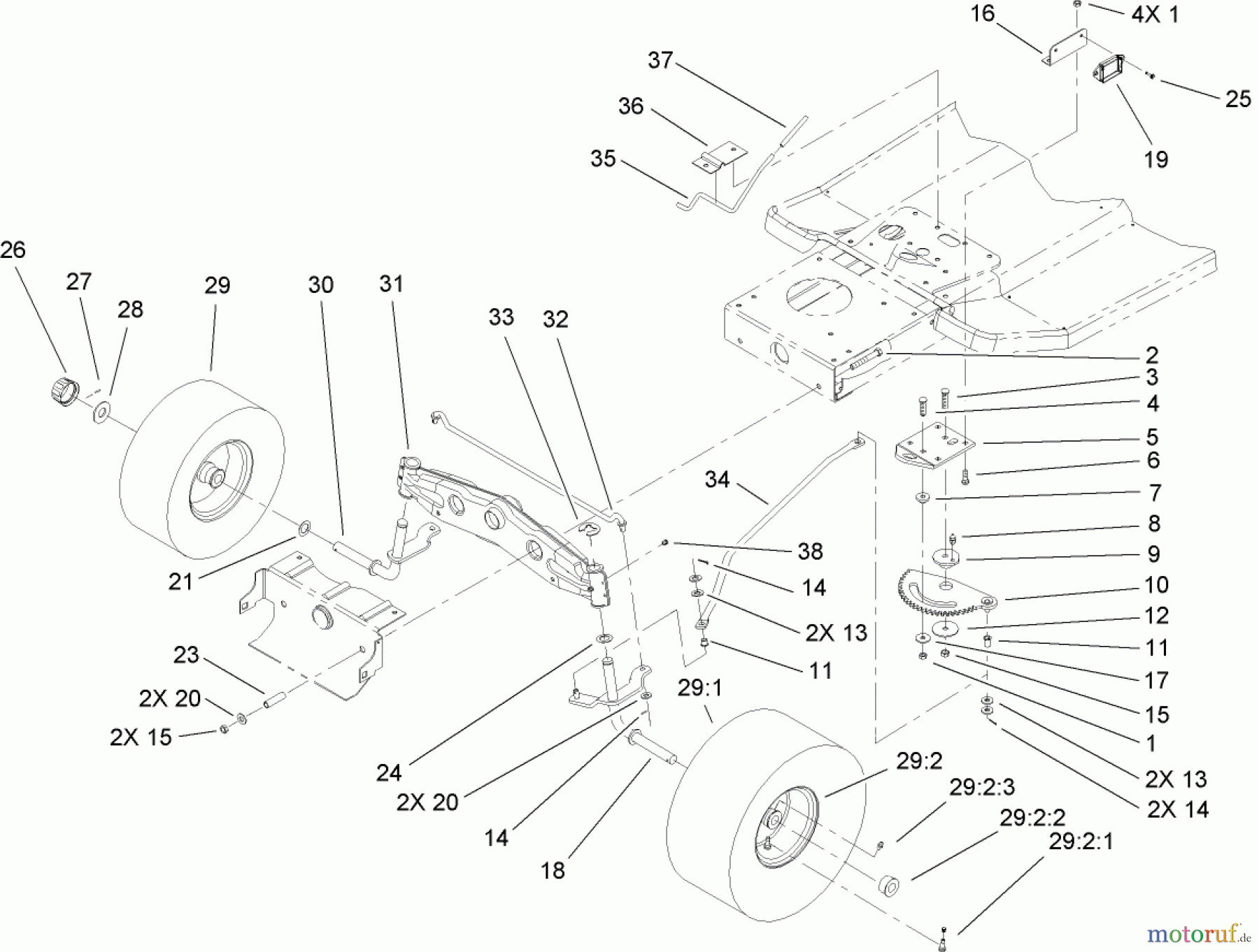  Toro Neu Mowers, Lawn & Garden Tractor Seite 1 71246 (XL 380H) - Toro XL 380H Lawn Tractor, 2005 (250000001-250999999) STEERING ASSEMBLY