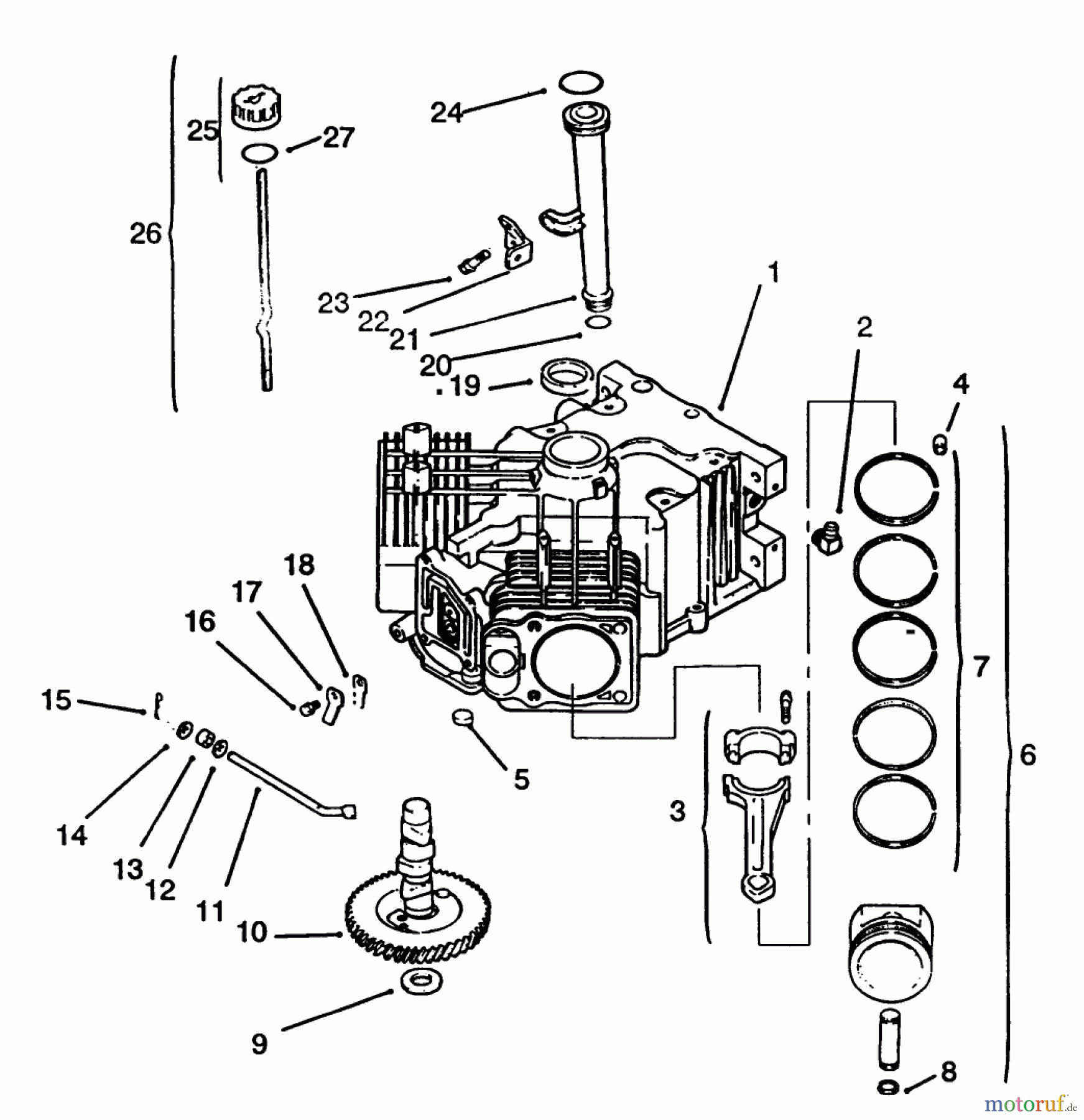  Toro Neu Mowers, Lawn & Garden Tractor Seite 1 72103 (268-H) - Toro 268-H Yard Tractor, 1994 (4900001-4999999) CRANKCASE #2