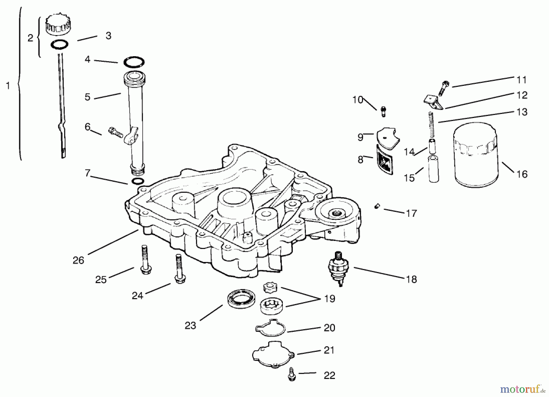 Toro Neu Mowers, Lawn & Garden Tractor Seite 1 72046 (265-H) - Toro 265-H Lawn and Garden Tractor, 1998 (8900001-8900399) OIL PAN/LUBRICATION