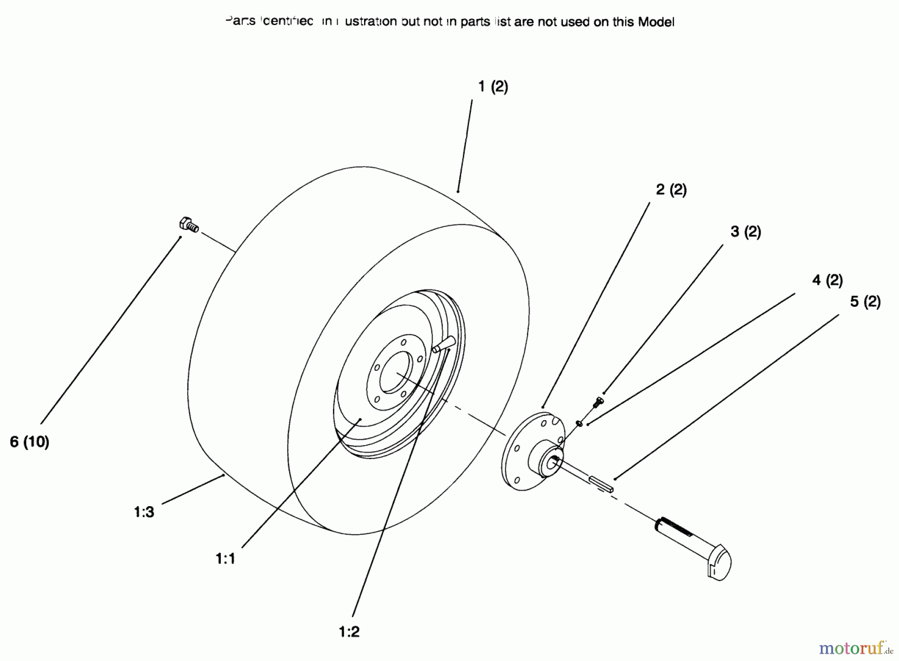  Toro Neu Mowers, Lawn & Garden Tractor Seite 1 72104 (267-H) - Toro 267-H Lawn and Garden Tractor, 1996 (6900001-6999999) REAR WHEEL
