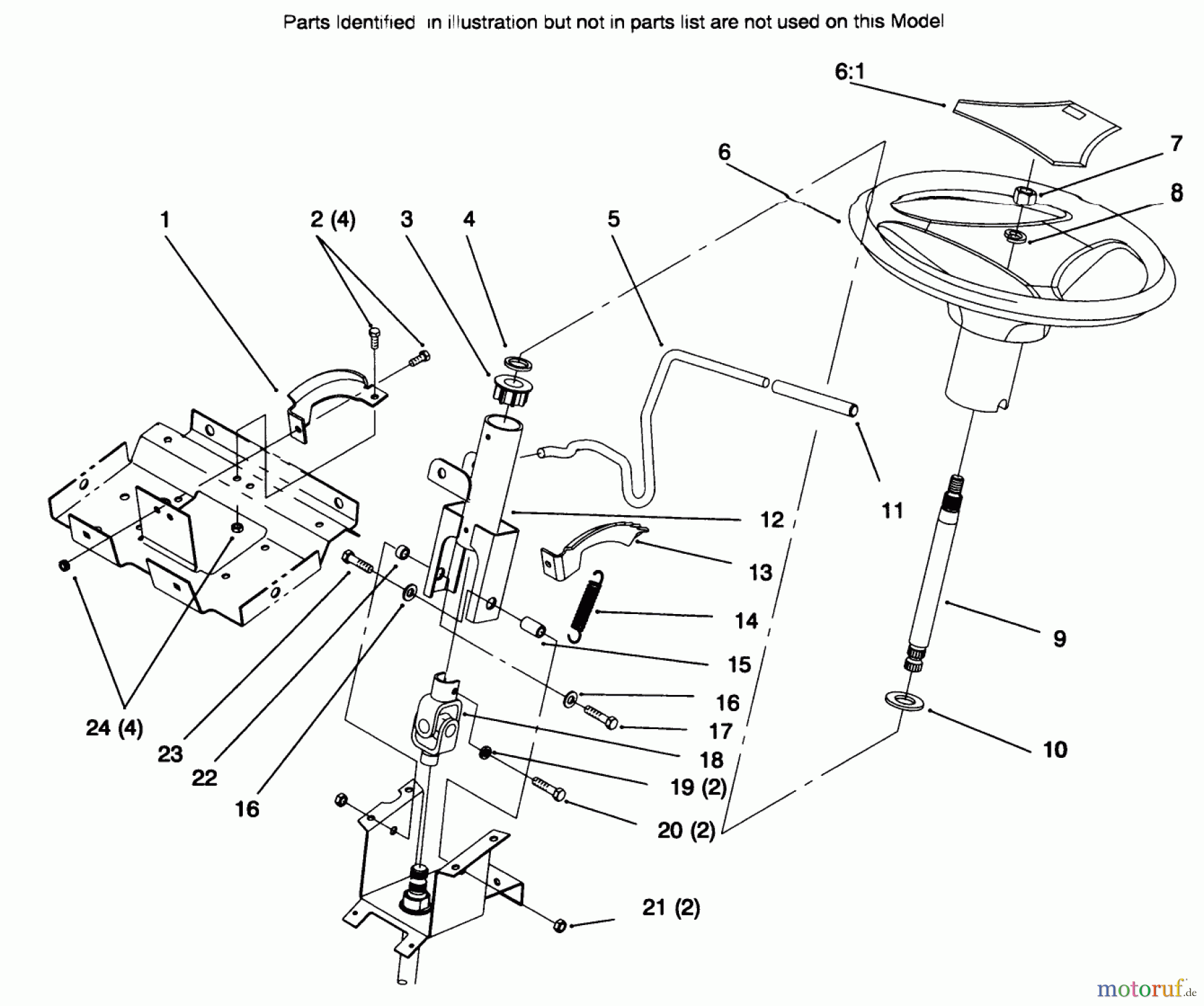  Toro Neu Mowers, Lawn & Garden Tractor Seite 1 72104 (267-H) - Toro 267-H Lawn and Garden Tractor, 1996 (6900001-6999999) STEERING WHEEL AND TILT