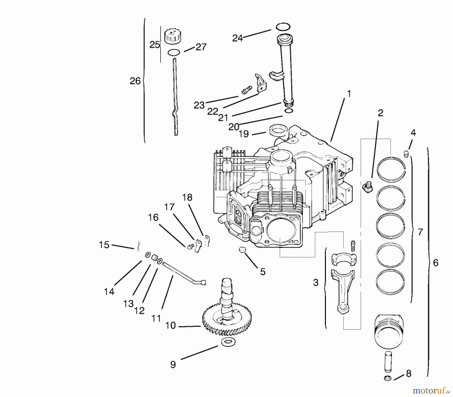  Toro Neu Mowers, Lawn & Garden Tractor Seite 1 72102 (269-H) - Toro 269-H Lawn and Garden Tractor, 1998 (8900001-8900399) CRANKCASE