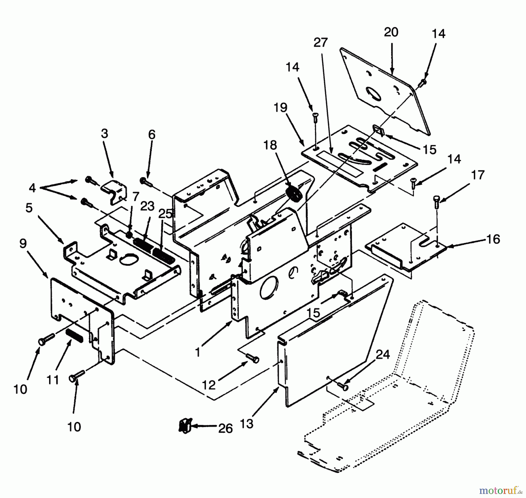  Toro Neu Mowers, Lawn & Garden Tractor Seite 1 73380 (312-8) - Toro 312-8 Garden Tractor, 1993 (3900001-3999999) HOOD STAND AND SUPPORTS