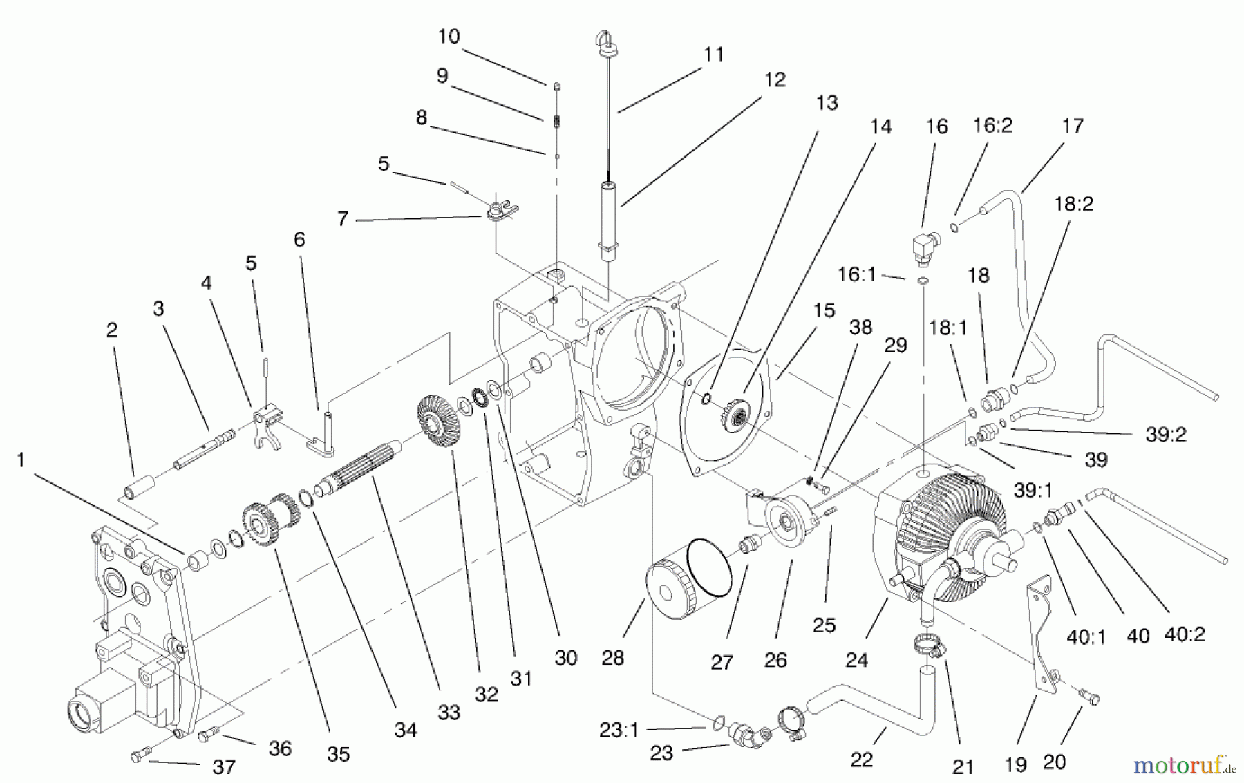 Toro Neu Mowers, Lawn & Garden Tractor Seite 1 73542 (520xi) - Toro 520xi Garden Tractor, 2000 (000000001-000999999) HYDRO TRANSAXLE ASSEMBLY #2
