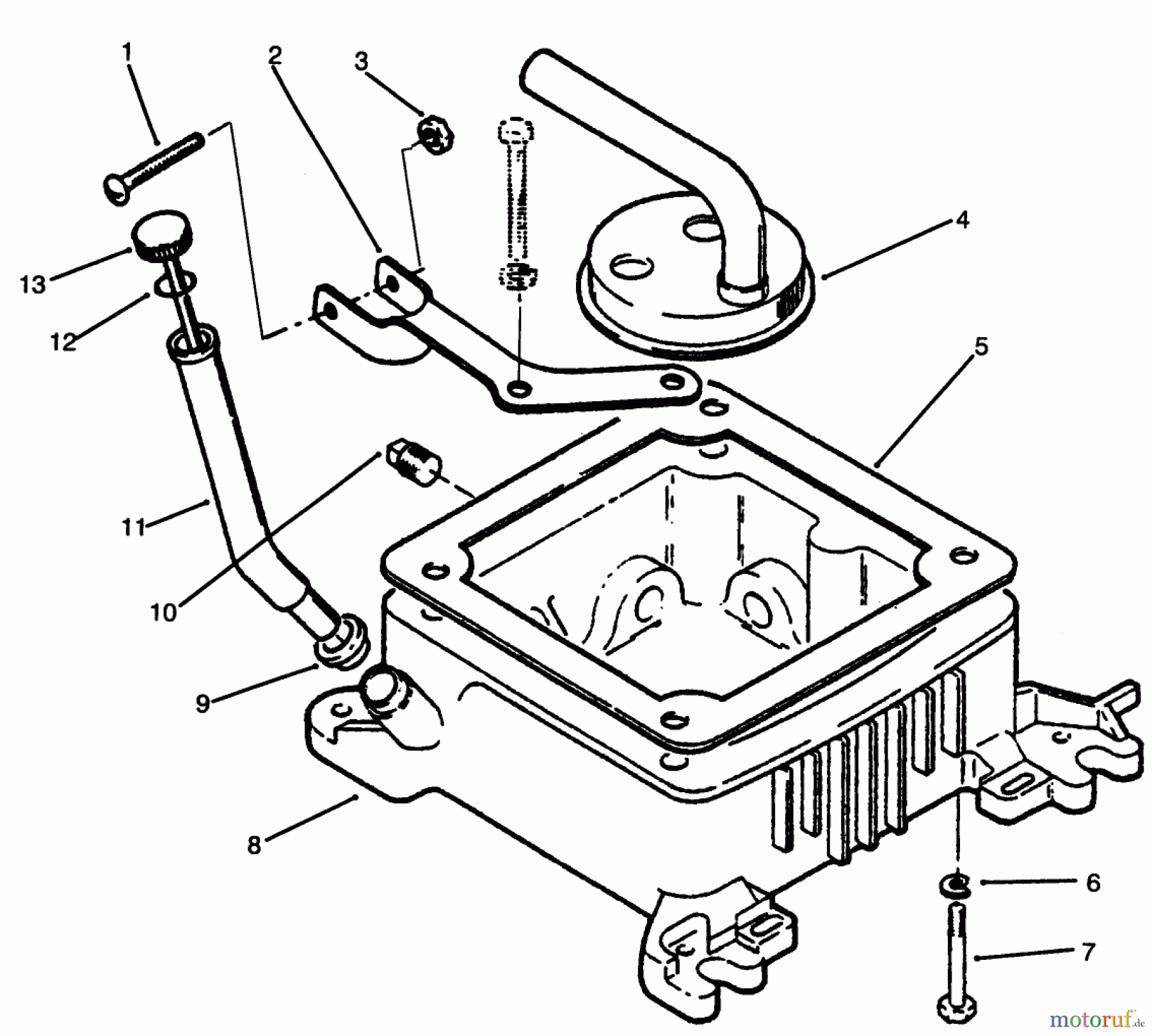 Toro Neu Mowers, Lawn & Garden Tractor Seite 1 73501 (520-H) - Toro 520-H Garden Tractor, 1995 (59002947-59999999) OIL FILL TUBE, BRACKET & BASE