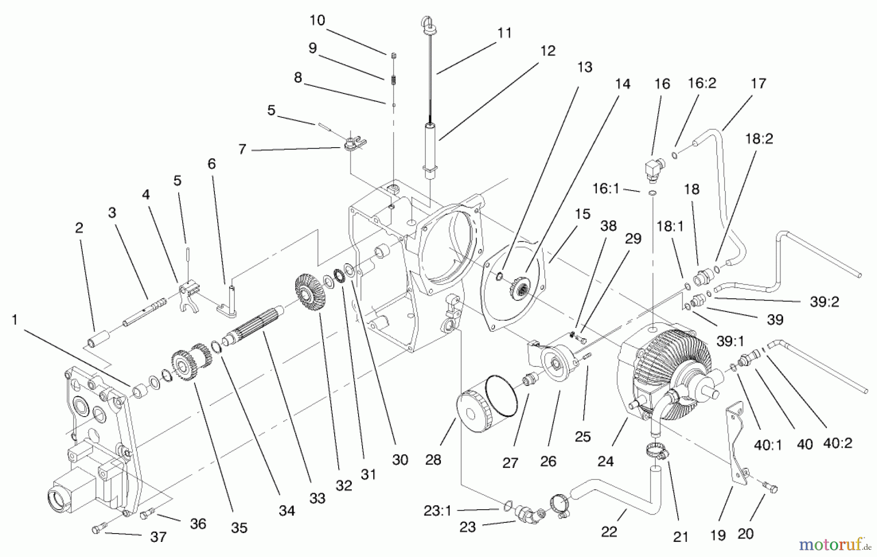  Toro Neu Mowers, Lawn & Garden Tractor Seite 1 73561 (522xi) - Toro 522xi Garden Tractor, 2000 (000000001-000999999) HYDRO TRANS AXLE ASSEMBLY #2
