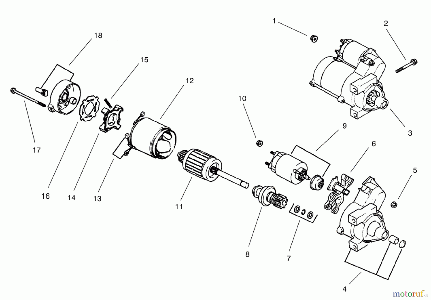 Toro Neu Mowers, Lawn & Garden Tractor Seite 1 73561 (550) - Toro 550 Garden Tractor, 2005 (250000001-250999999) STARTER ASSEMBLY KOHLER CH22S-66545