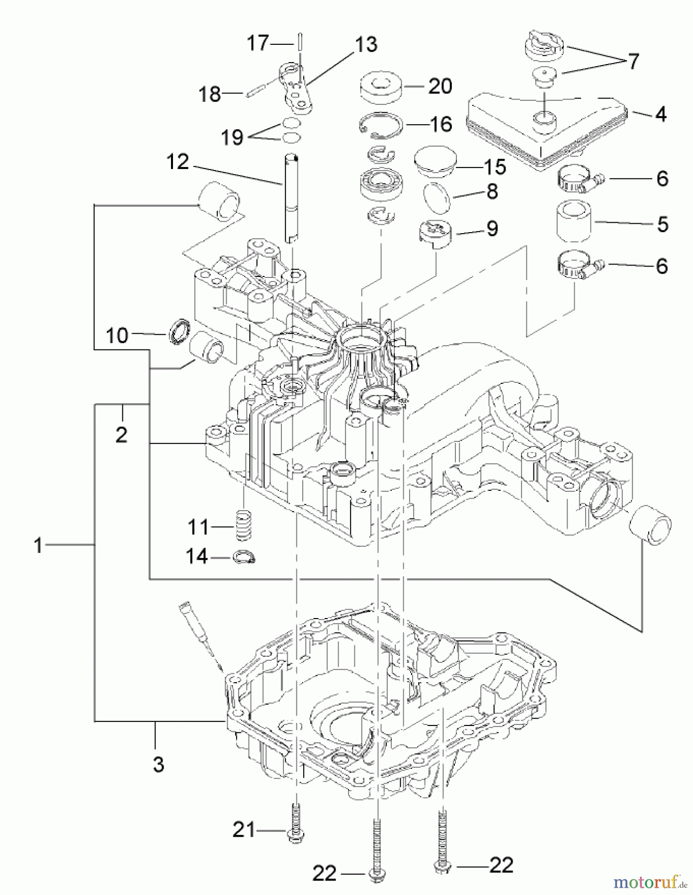  Toro Neu Mowers, Lawn & Garden Tractor Seite 1 74573 (DH 200) - Toro DH 200 Lawn Tractor, 2008 (280000001-280999999) TRANSAXLE CASE ASSEMBLY TRANSMISSION ASSEMBLY NO. 114-3155
