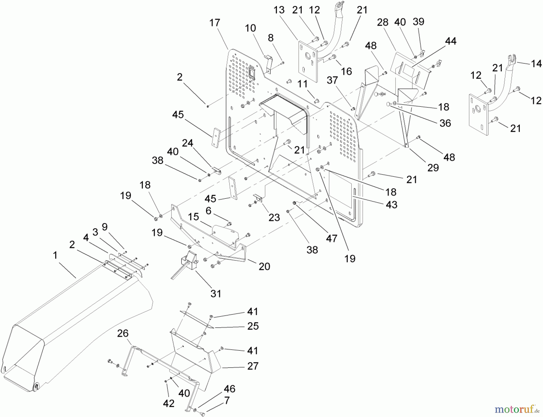 Toro Neu Mowers, Lawn & Garden Tractor Seite 1 74590 (DH 220) - Toro DH 220 Lawn Tractor, 2005 (250000001-250999999) COLLECTOR ASSEMBLY