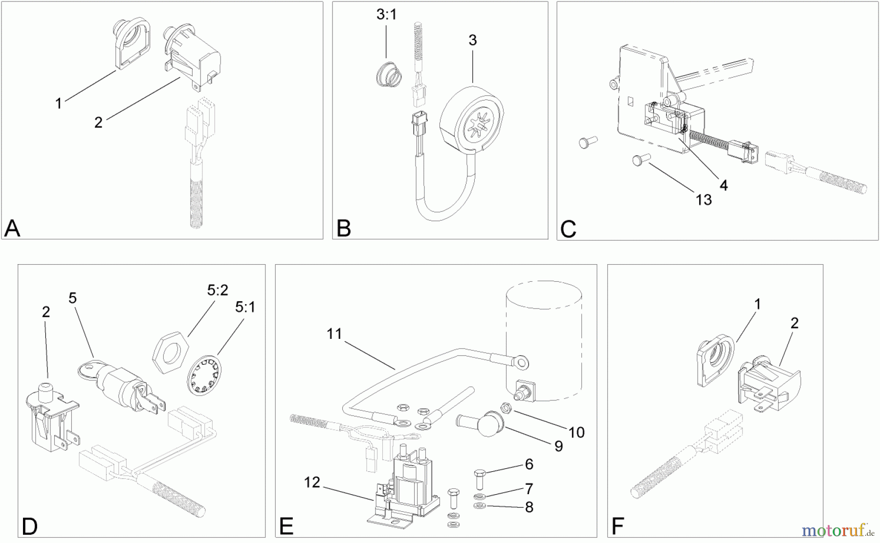 Toro Neu Mowers, Lawn & Garden Tractor Seite 1 74590 (DH 220) - Toro DH 220 Lawn Tractor, 2005 (250000001-250999999) ELECTRICAL SWITCH ASSEMBLY NO. 1