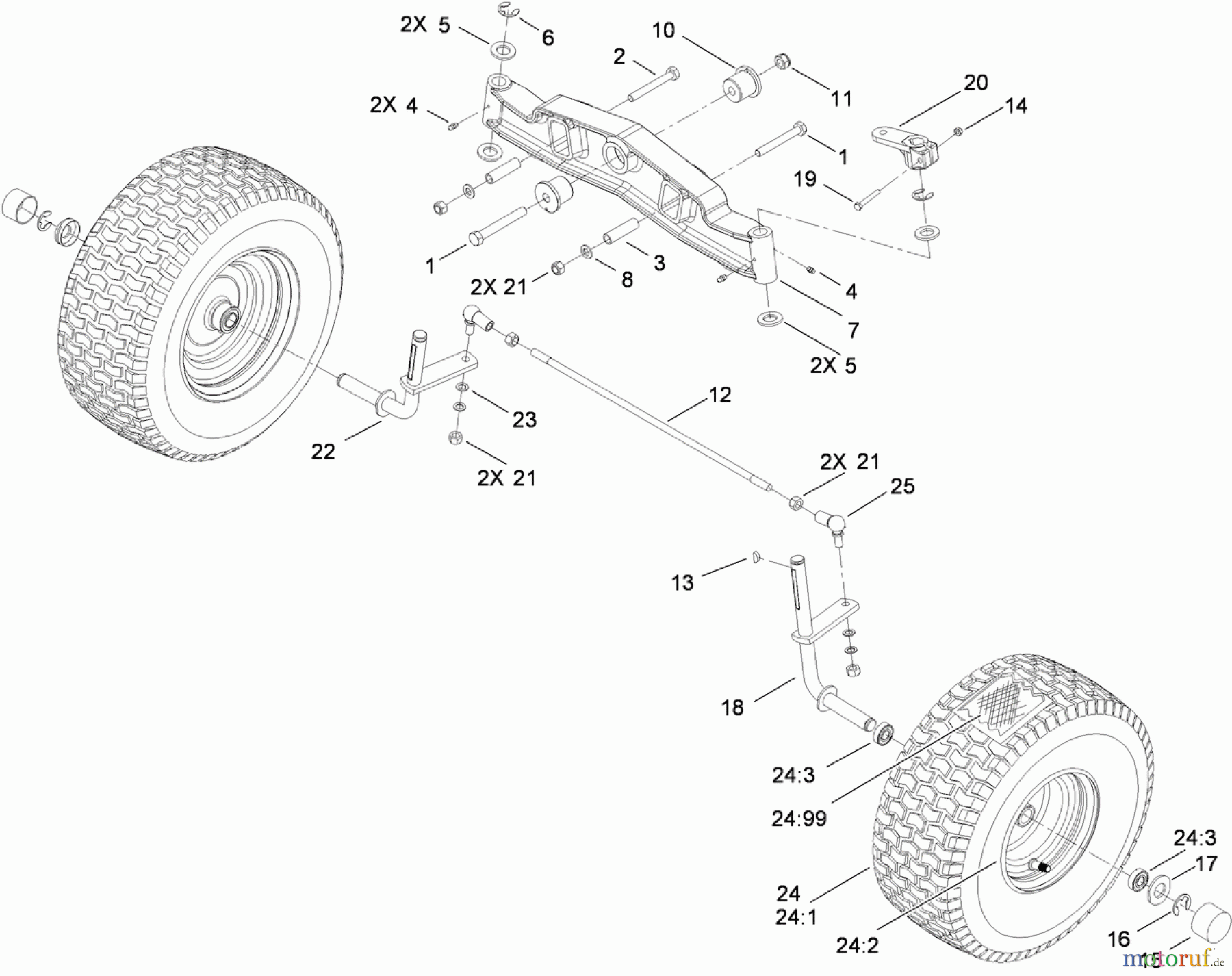  Toro Neu Mowers, Lawn & Garden Tractor Seite 1 74593 (DH 220) - Toro DH 220 Lawn Tractor, 2010 (310000001-310999999) FRONT AXLE ASSEMBLY