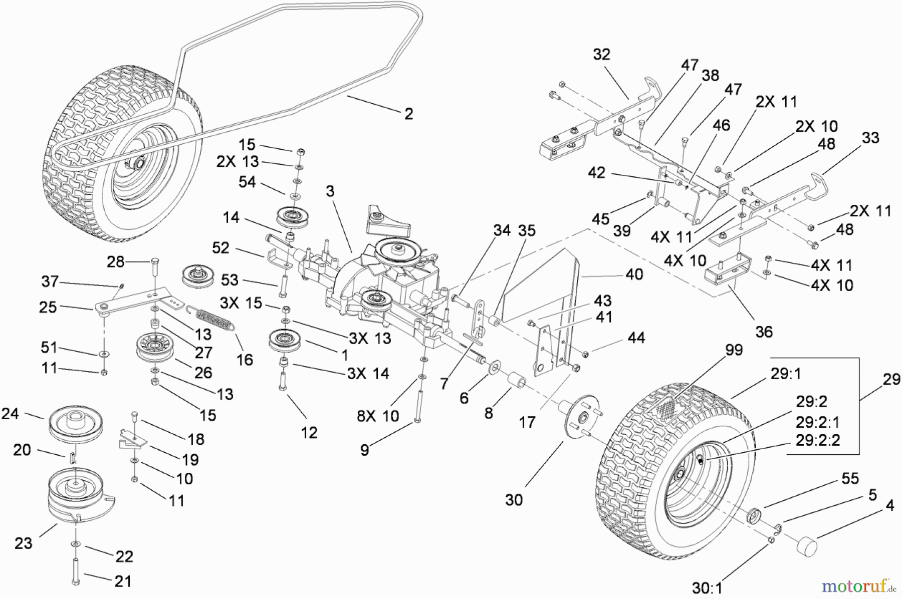  Toro Neu Mowers, Lawn & Garden Tractor Seite 1 74593 (DH 220) - Toro DH 220 Lawn Tractor, 2010 (310000001-310999999) TRANSMISSION ASSEMBLY