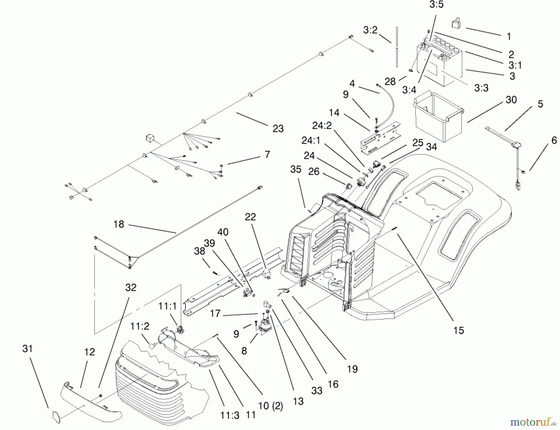 Toro Neu Mowers, Lawn & Garden Tractor Seite 1 77102 (16-38G) - Toro 16-38G Lawn Tractor, 2000 (200000001-200999999) ELECTRICAL COMPONENTS ASSEMBLY