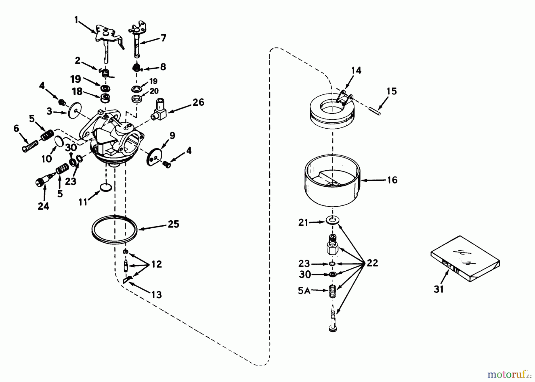  Toro Neu Mowers, Rear-Engine Rider 56125 (7-25) - Toro 7-25 Rear Engine Rider, 1985 (5000001-5999999) CARBURETOR NO. 631449