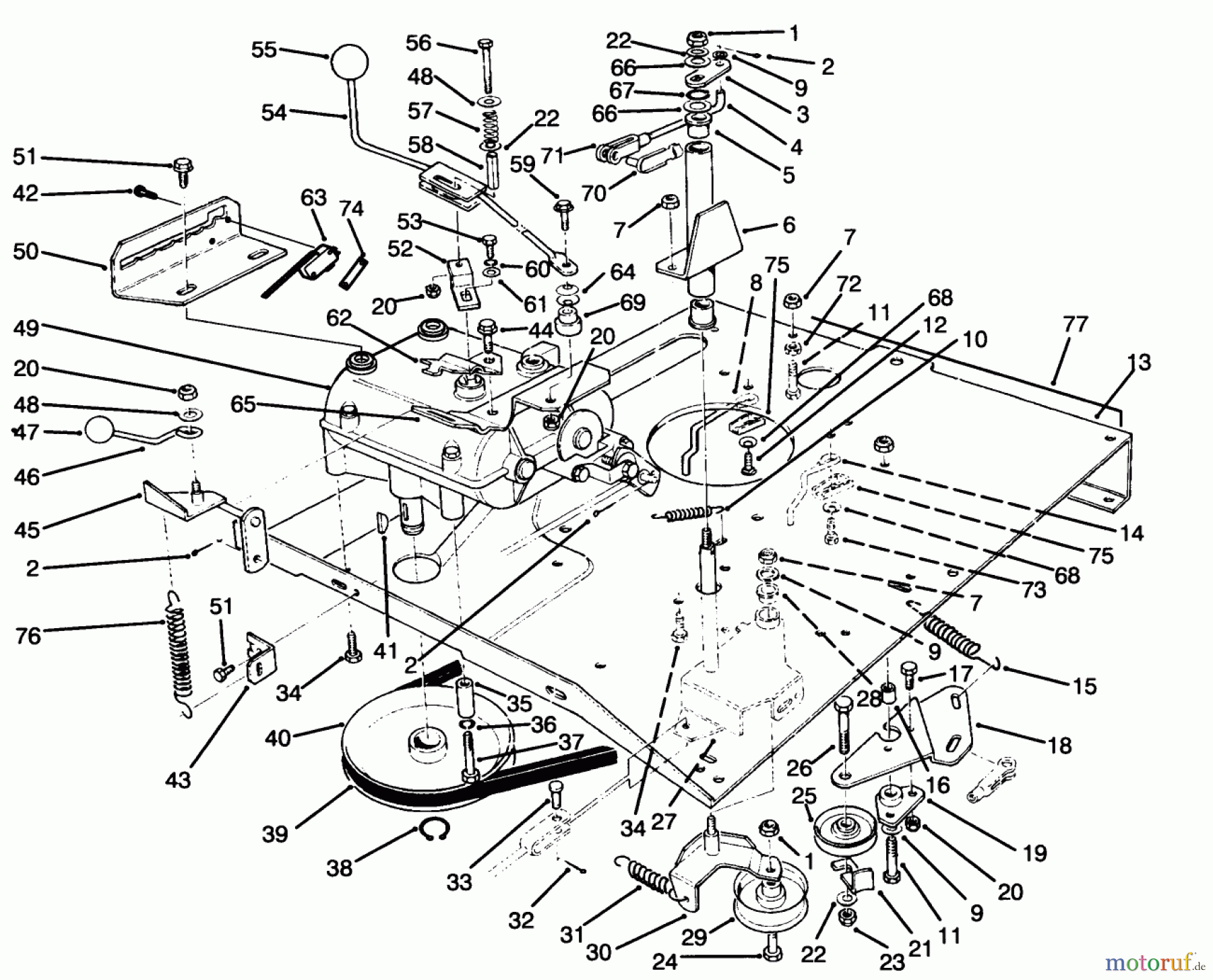Toro Neu Mowers, Rear-Engine Rider 70040 (8-25) - Toro 8-25 Rear Engine Rider, 1994 (49000001-49999999) TRANSMISSION & LINKAGE ASSEMBLY