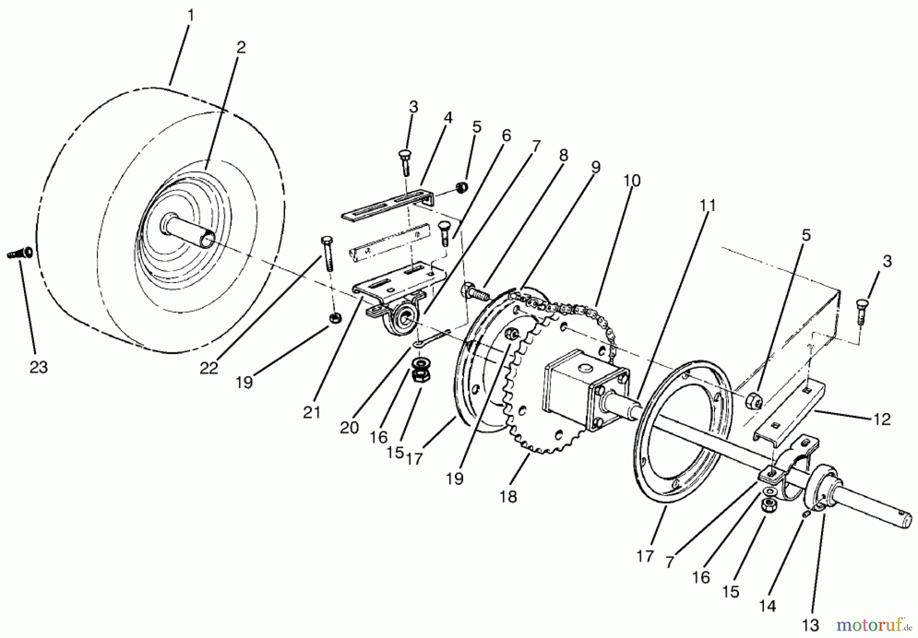 Toro Neu Mowers, Rear-Engine Rider 70060 (8-25) - Toro 8-25 Rear Engine Rider, 1995 (59000001-59999999) REAR AXLE ASSEMBLY