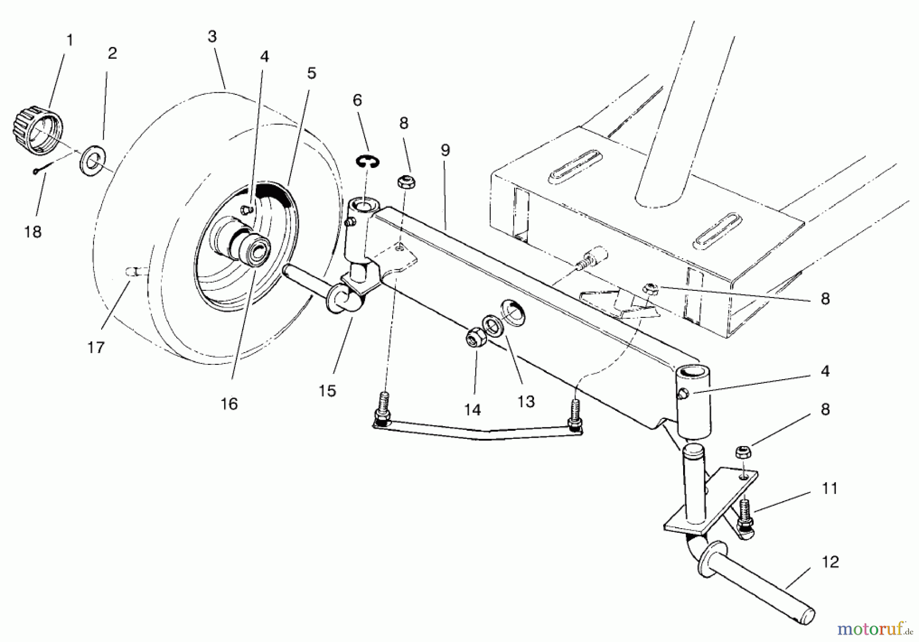  Toro Neu Mowers, Rear-Engine Rider 70060 (8-25) - Toro 8-25 Rear Engine Rider, 1997 (79000001-79999999) FRONT AXLE ASSEMBLY
