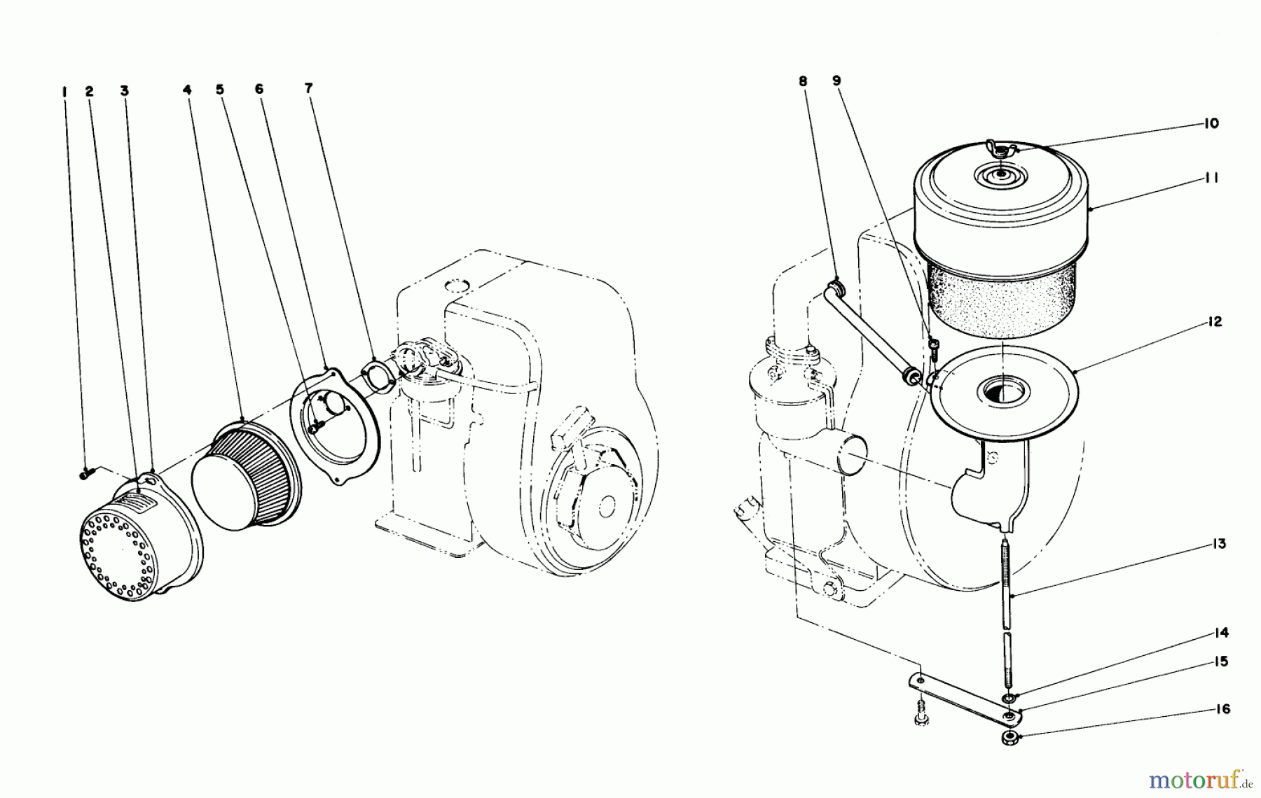  Toro Neu Accessories, Snow 12-9900 - Toro Sweeper Attachment, Snowthrower AIR CLEANER ASSEMBLY 5 H.P. MODEL, 7 AND 8 H.P. MODEL