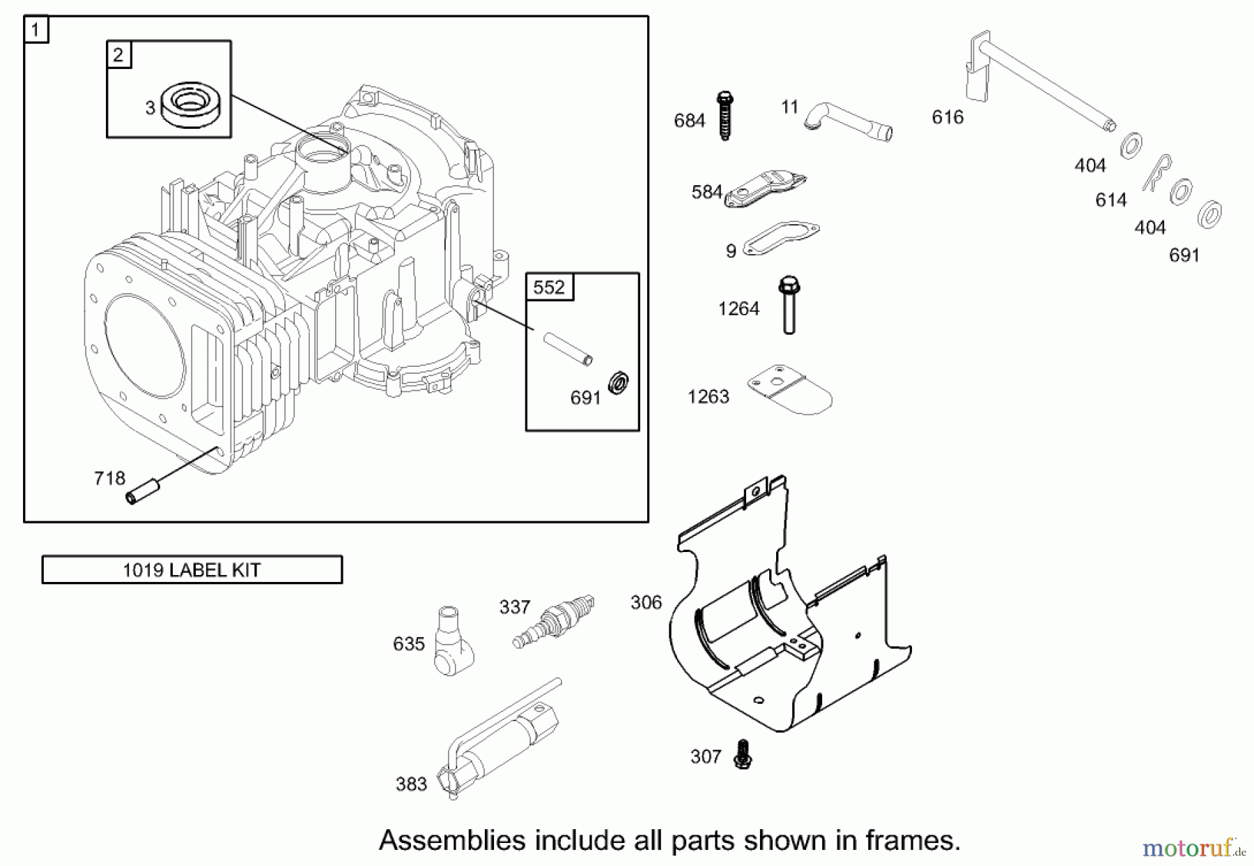 Toro Neu Mowers, Rear-Engine Rider 70186 (H132) - Toro H132 Rear-Engine Riding Mower, 2006 (260000001-260999999) CYLINDER ASSEMBLY BRIGGS AND STRATTON 31G777-0121-E1
