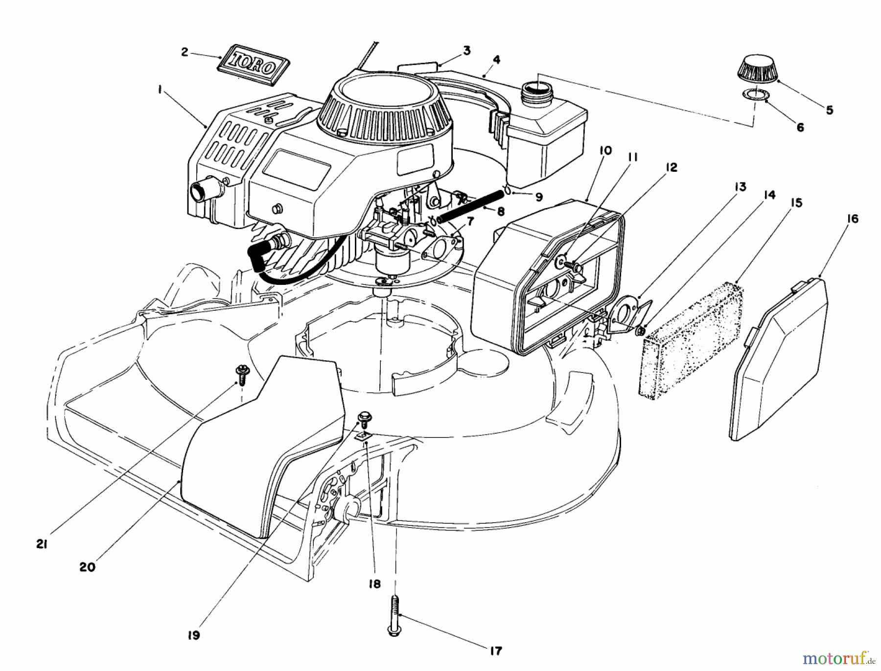  Toro Neu Mowers, Walk-Behind Seite 1 16212 - Toro Lawnmower, 1984 (4000001-4999999) ENGINE ASSEMBLY