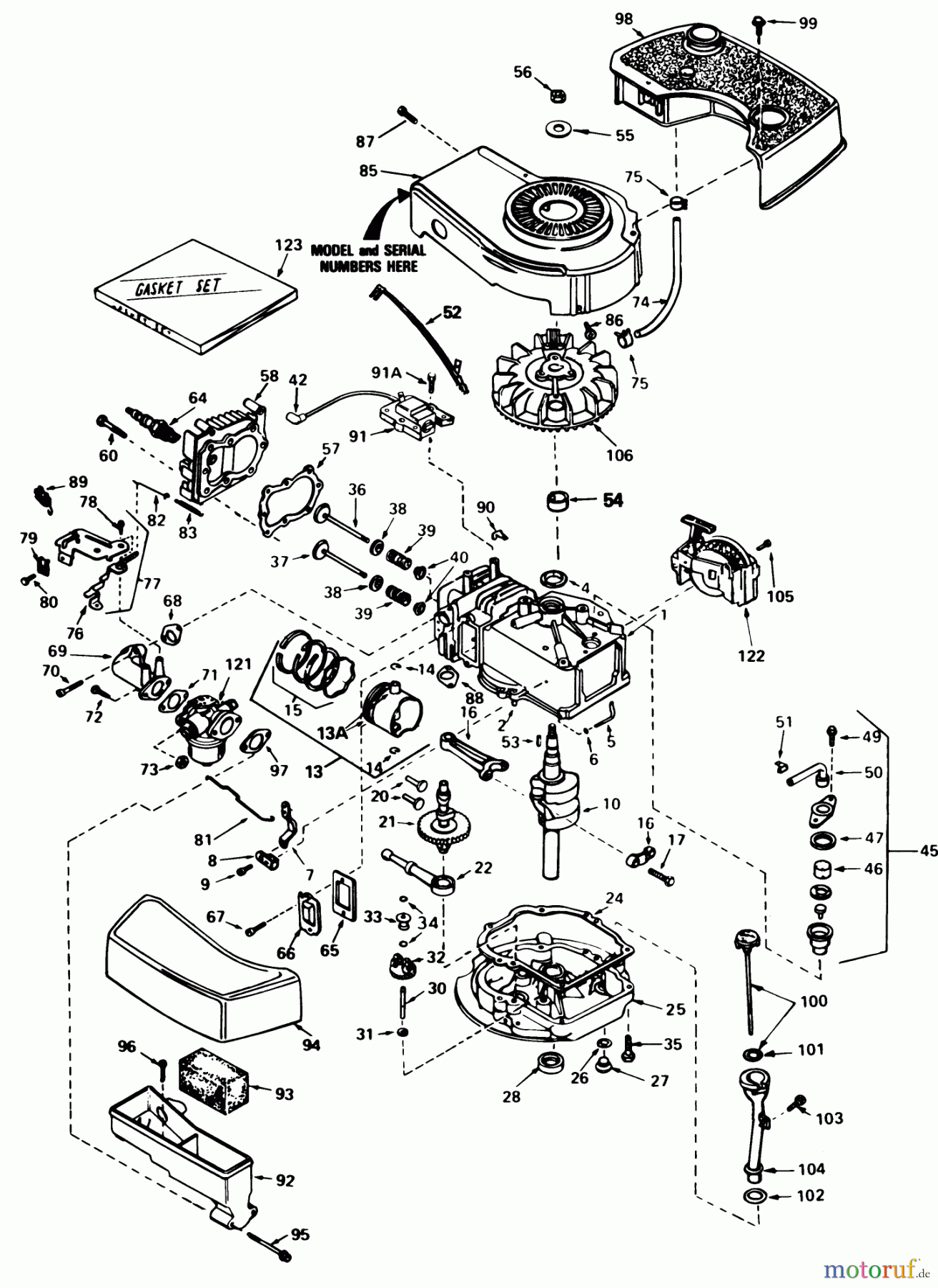  Toro Neu Mowers, Walk-Behind Seite 1 16299 - Toro Lawnmower, 1984 (4000001-4999999) ENGINE TECUMSEH MODEL NO. TNT 100-10086E
