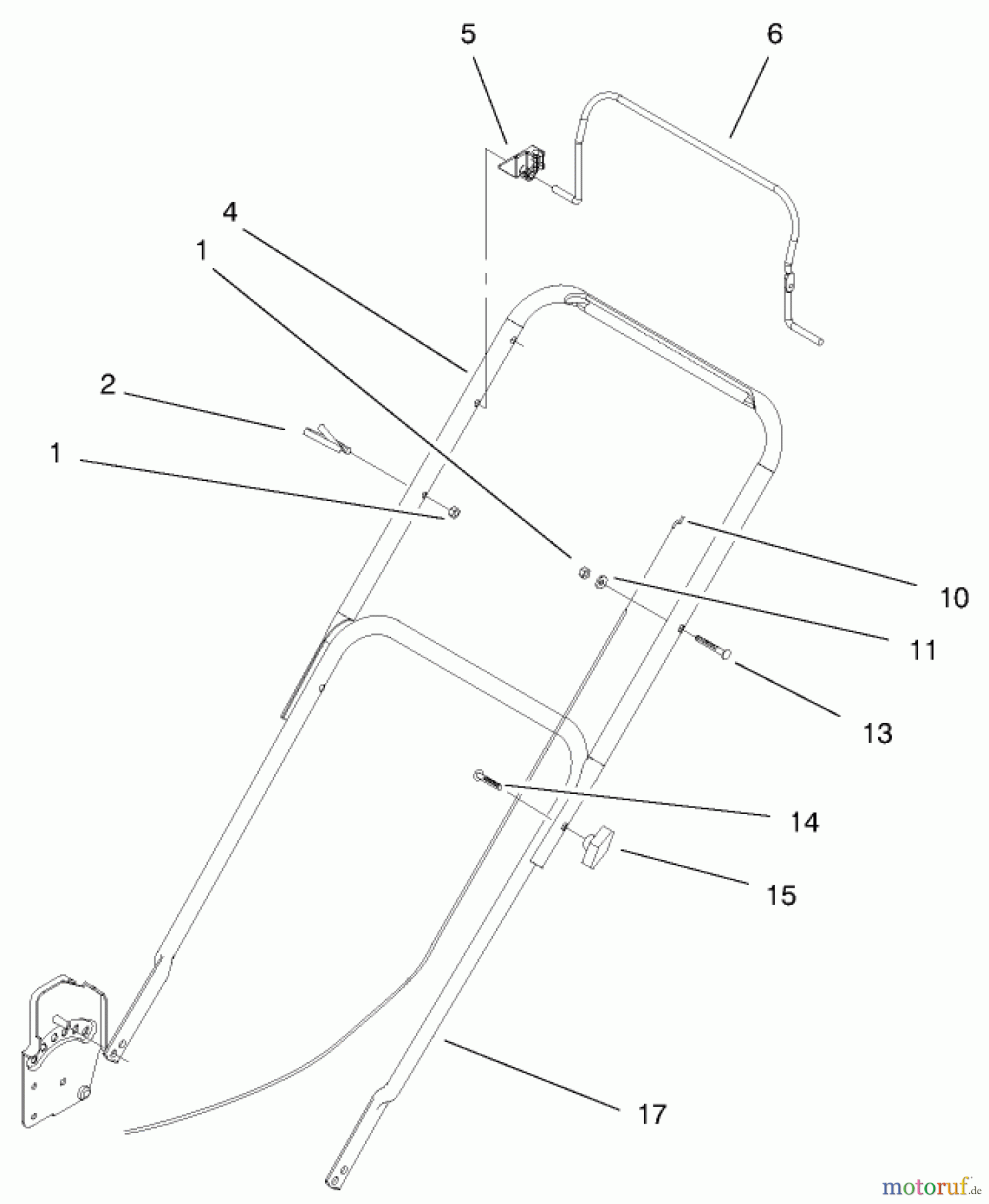  Toro Neu Mowers, Walk-Behind Seite 1 20010 (R-21P) - Toro Recycler Mower, R-21P, 2000 (200000001-200999999) HANDLE & CONTROLS ASSEMBLY