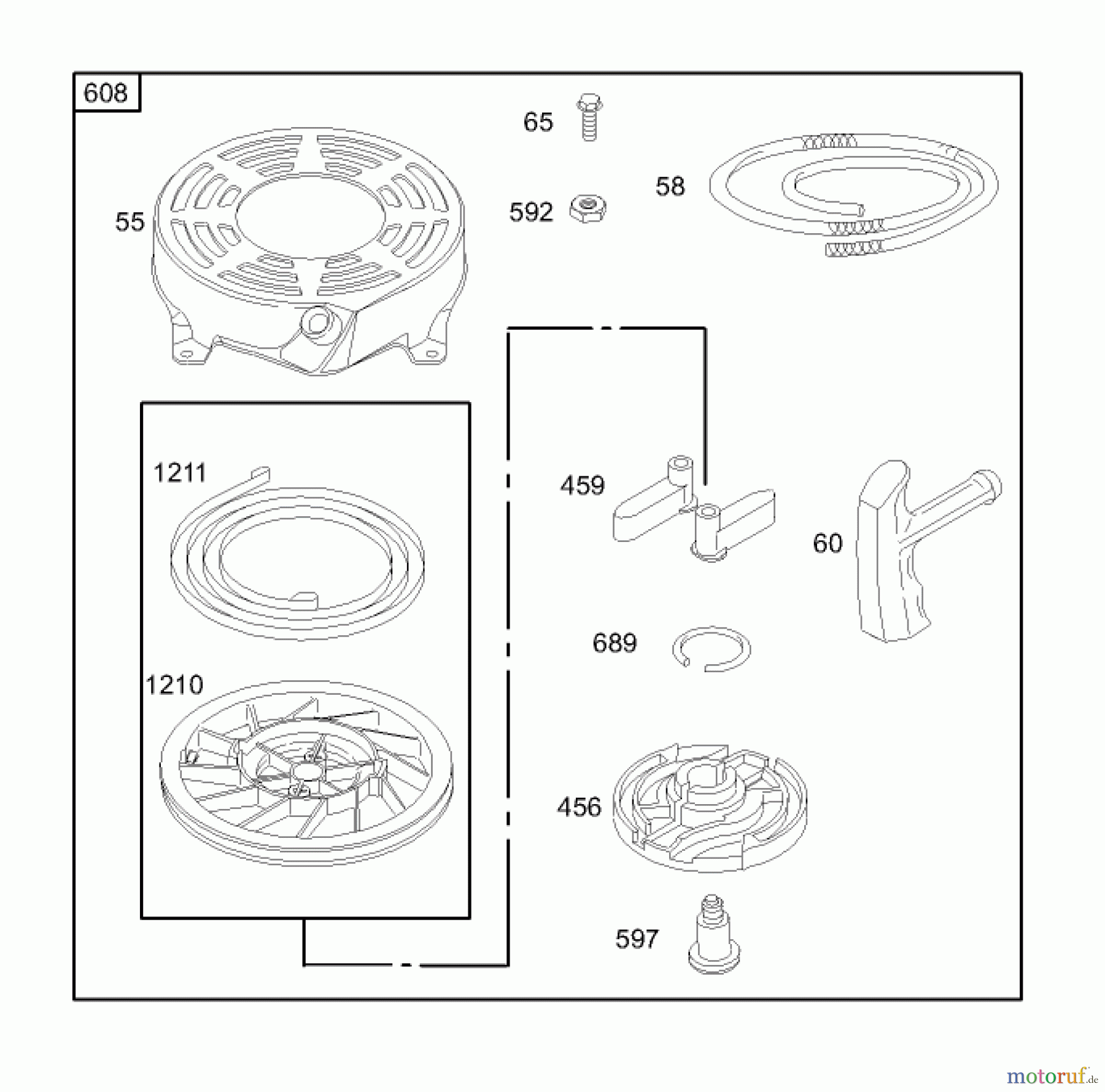 Toro Neu Mowers, Walk-Behind Seite 1 20036 - Toro Super Recycler Mower, 2003 (230000001-230999999) STARTER ASSEMBLY BRIGGS AND STRATTON MODEL 123K02-0114-E1