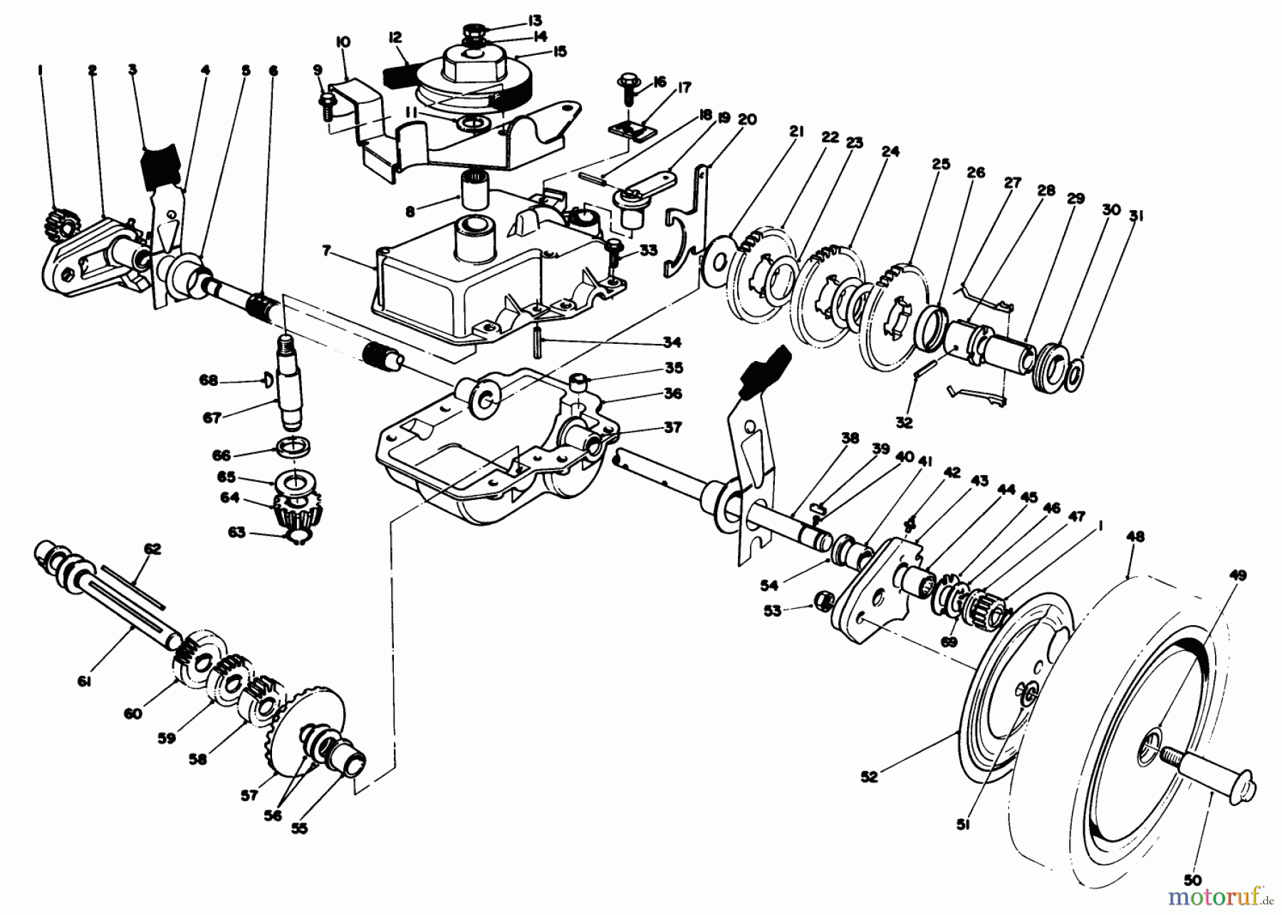  Toro Neu Mowers, Walk-Behind Seite 1 20622 - Toro Lawnmower, 1987 (7000001-7999999) GEAR CASE ASSEMBLY (USED ON UNITS WITH NO. SERIAL NO. 7007081 & UP)