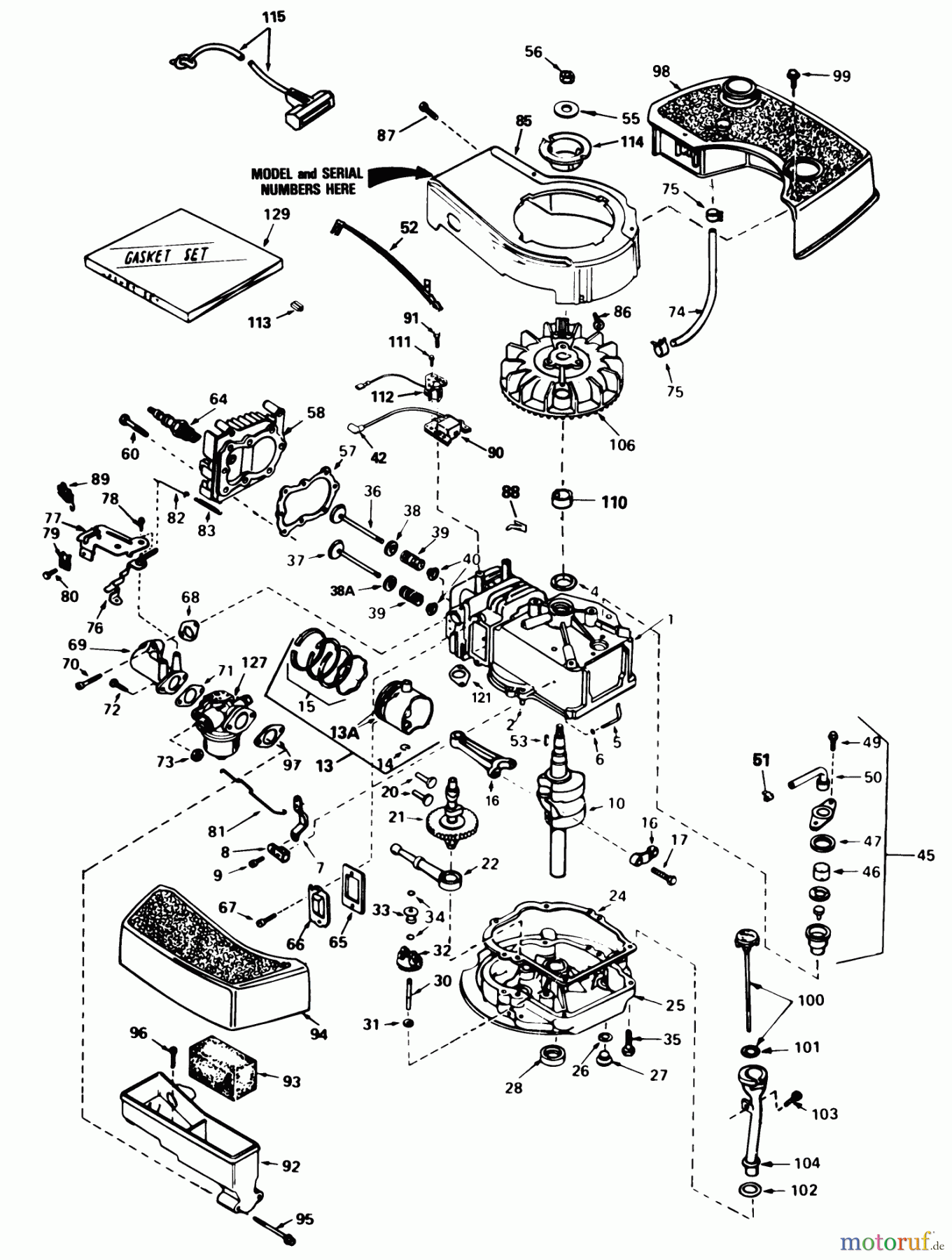  Toro Neu Mowers, Walk-Behind Seite 1 20715C - Toro Lawnmower, 1985 (5000001-5999999) ENGINE TECUMSEH MODEL NO. TNT100-10098E