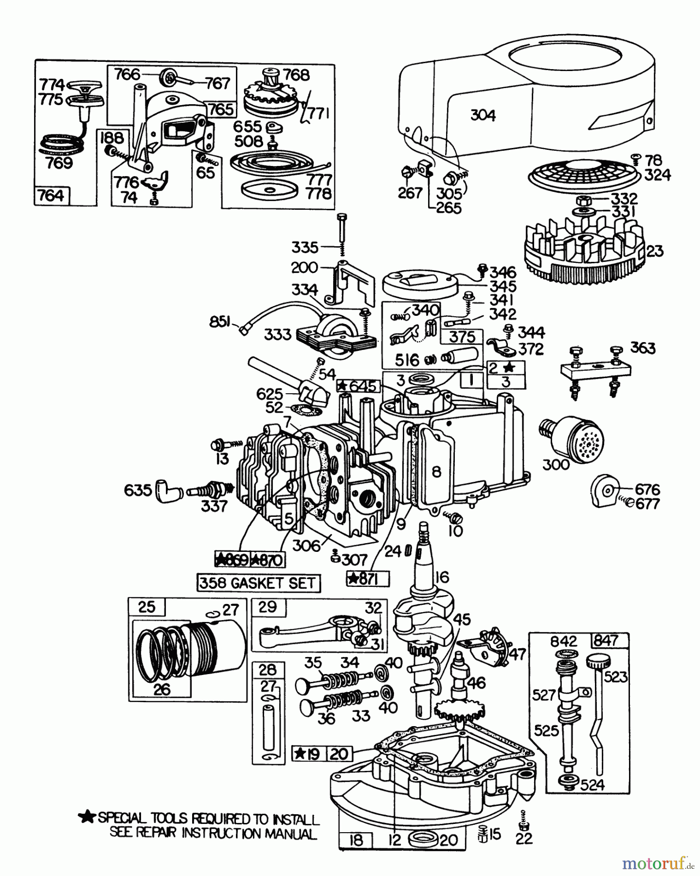 Toro Neu Mowers, Walk-Behind Seite 1 20735 - Toro Lawnmower, 1979 (9000001-9999999) ENGINE BRIGGS & STRATTON MODEL NO. 110908-0380-03