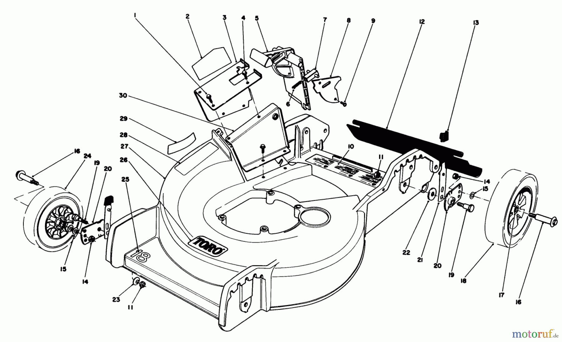 Toro Neu Mowers, Walk-Behind Seite 1 20742C - Toro Lawnmower, 1985 (5000001-5999999) HOUSING ASSEMBLY