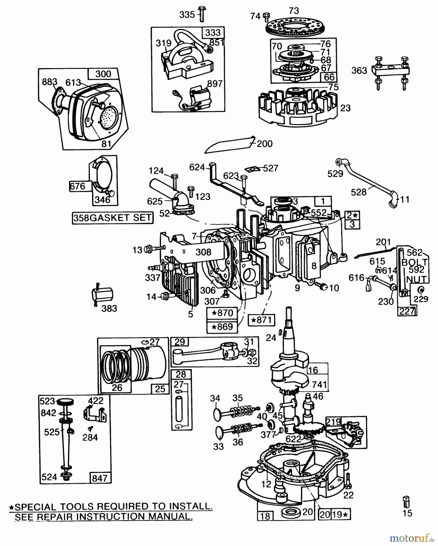 Toro Neu Mowers, Walk-Behind Seite 2 22010 - Toro Lawnmower, 1984 (4000001-4999999) ENGINE BRIGGS & STRATTON MODEL NO. 130902 TYPE 1200-01 #1