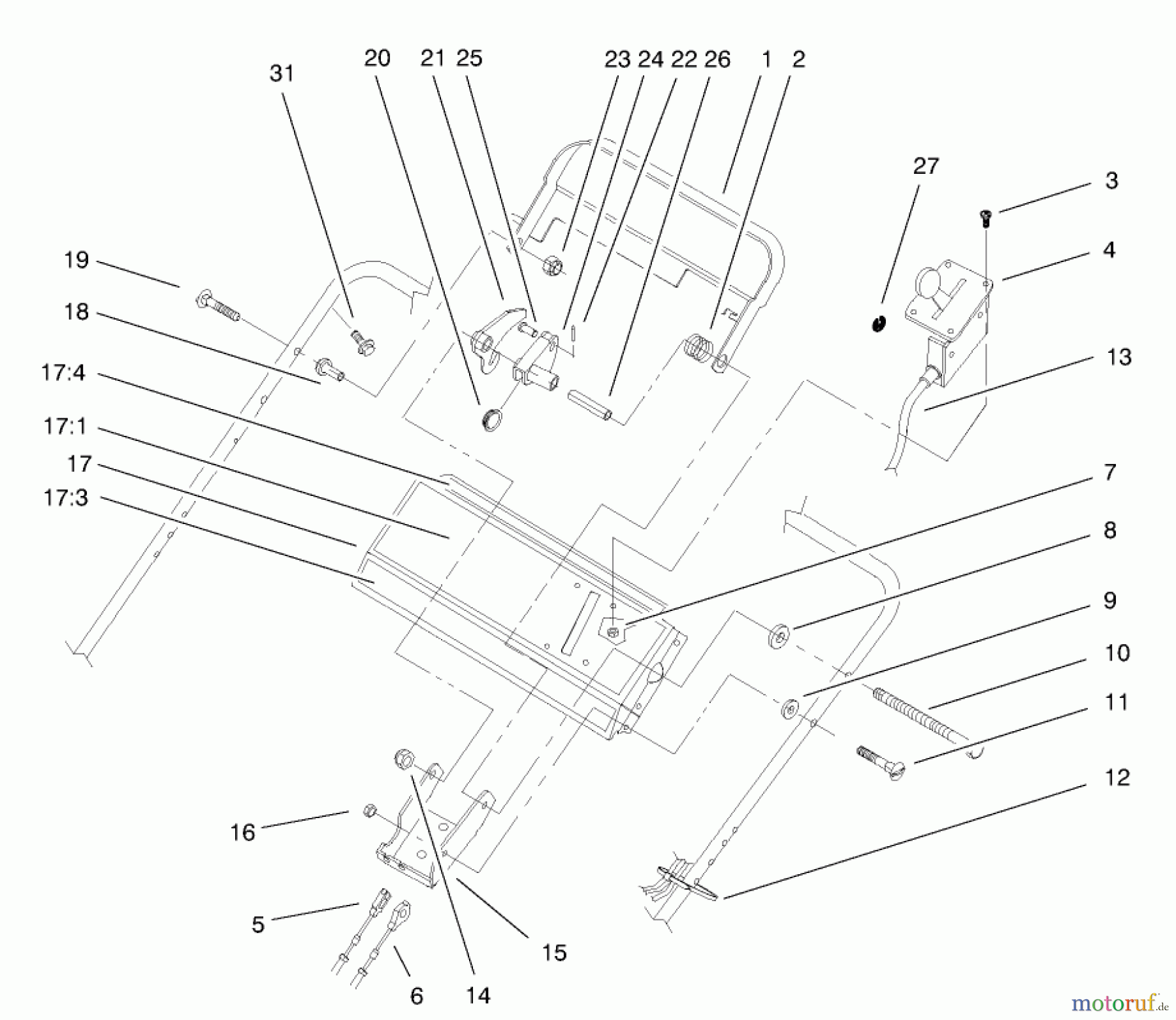  Toro Neu Mowers, Walk-Behind Seite 2 22162 - Toro Recycler Mower, 2000 (200000001-200999999) HANDLE CONTROL ASSEMBLY