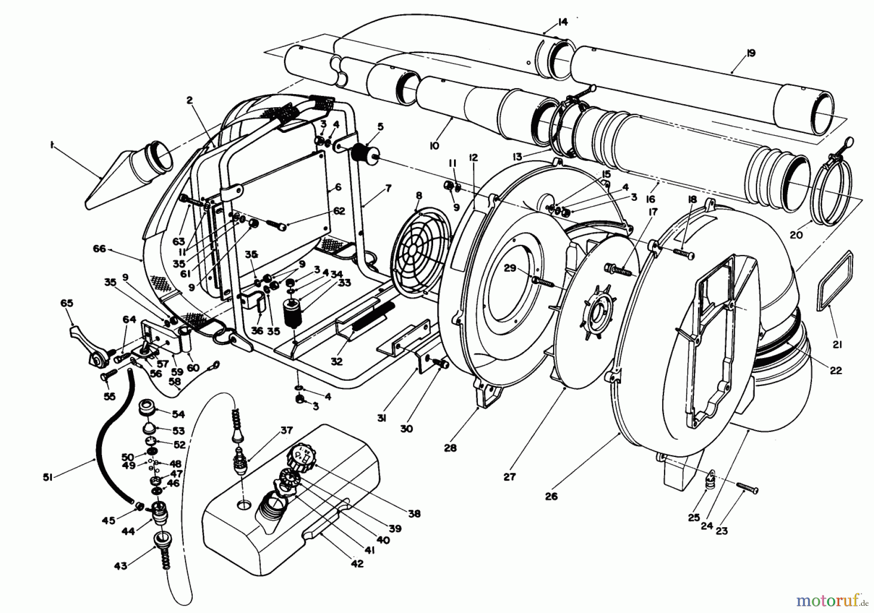  Toro Neu Blowers/Vacuums/Chippers/Shredders 30941 - Toro 41cc Back Pack Blower, 1994 (49000001-49999999) BLOWER ASSEMBLY