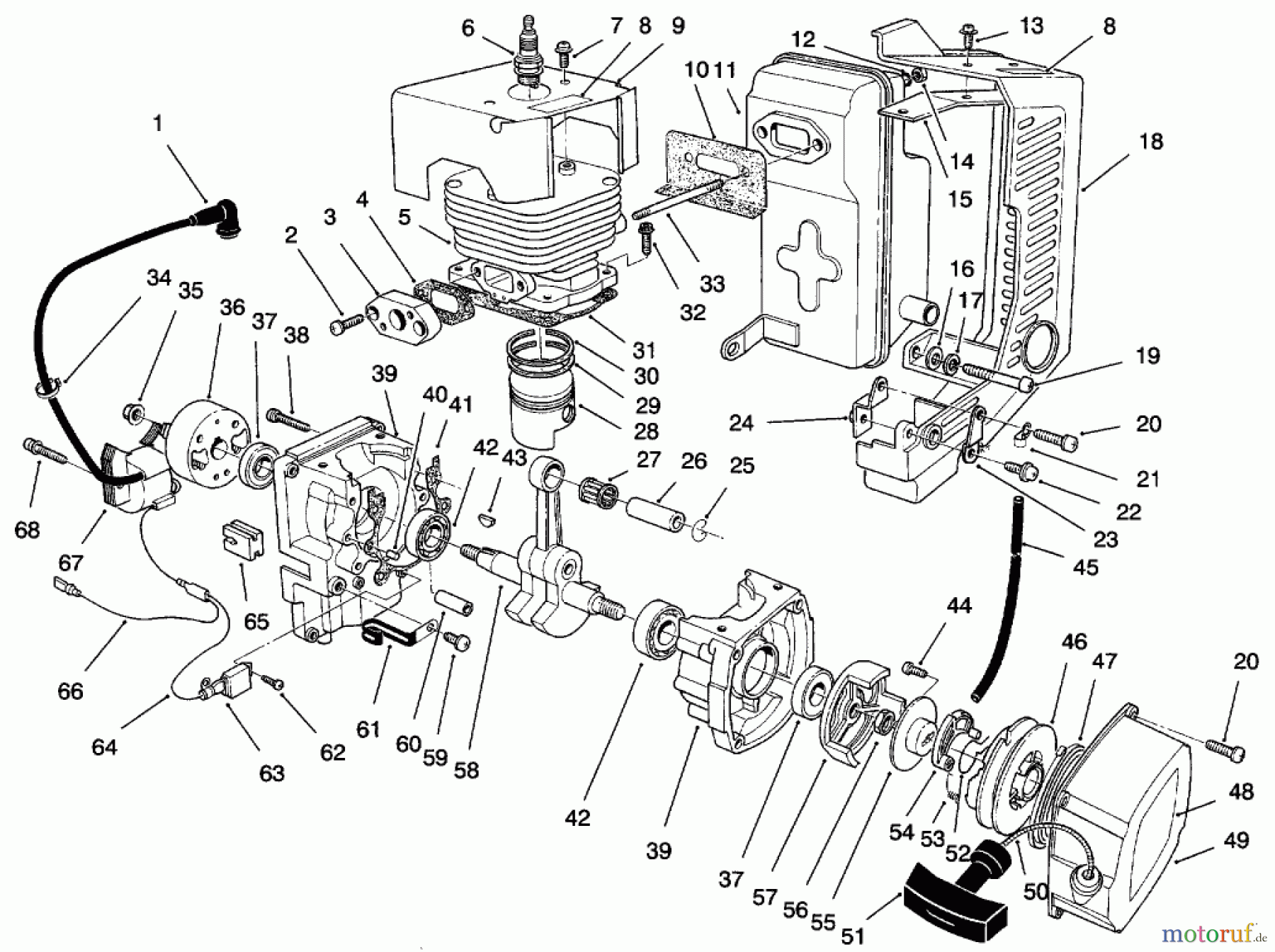 Toro Neu Blowers/Vacuums/Chippers/Shredders 30941 - Toro 41cc Back Pack Blower, 1998 (89000001-89999999) ENGINE & MUFFLER ASSEMBLY