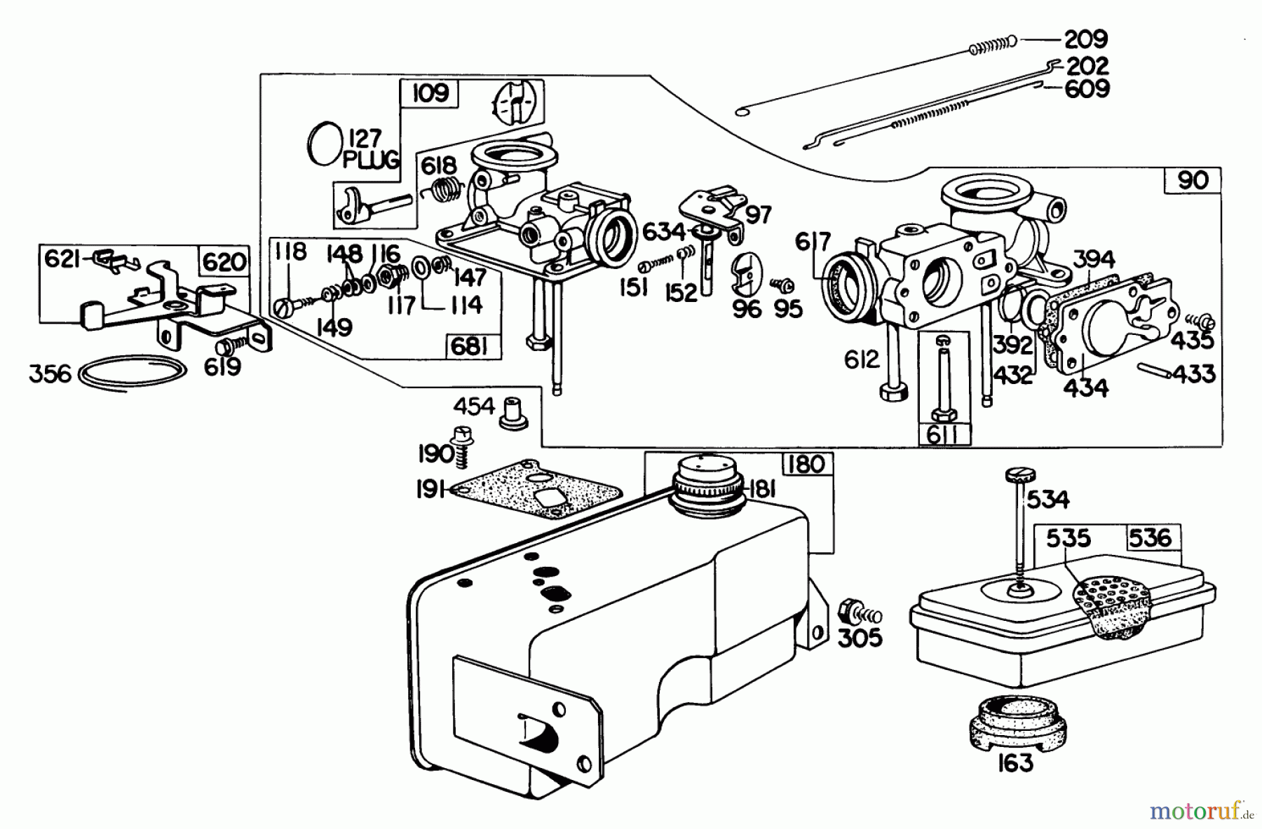 Toro Neu Mowers, Walk-Behind Seite 2 23022 - Toro Lawnmower, 1976 (6000001-6999999) BRIGGS & STRATTON CARBURETOR ASSEMBLY MODEL 299448