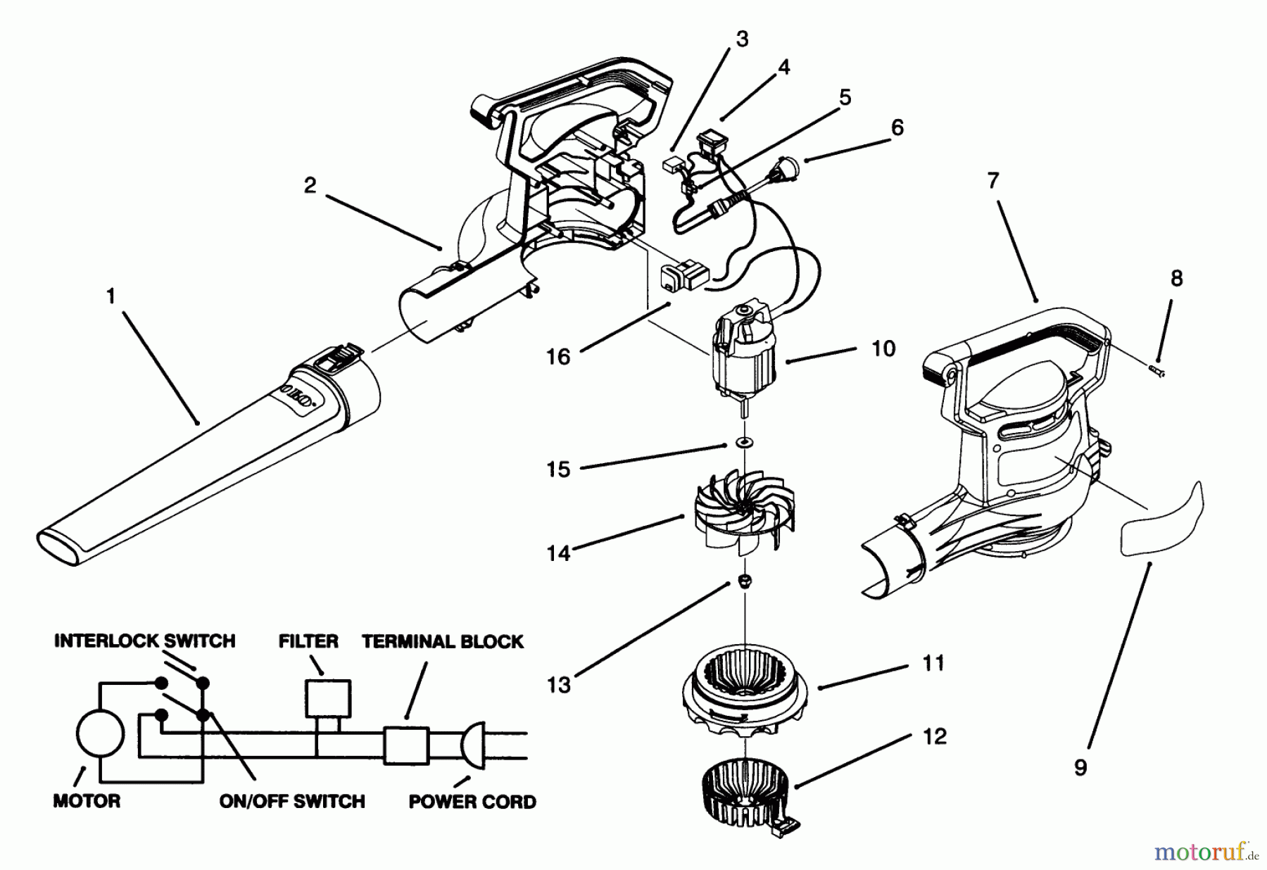  Toro Neu Blowers/Vacuums/Chippers/Shredders 51557 - Toro Super Blower Vac, 1995 (59000001-59999999) BLOWER ASSEMBLY